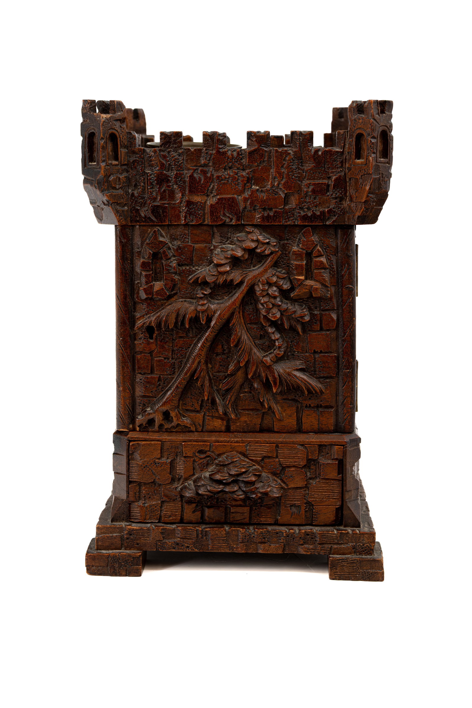 An antique German Black Forest carved wooden smoker's cabinet (1 of 10)