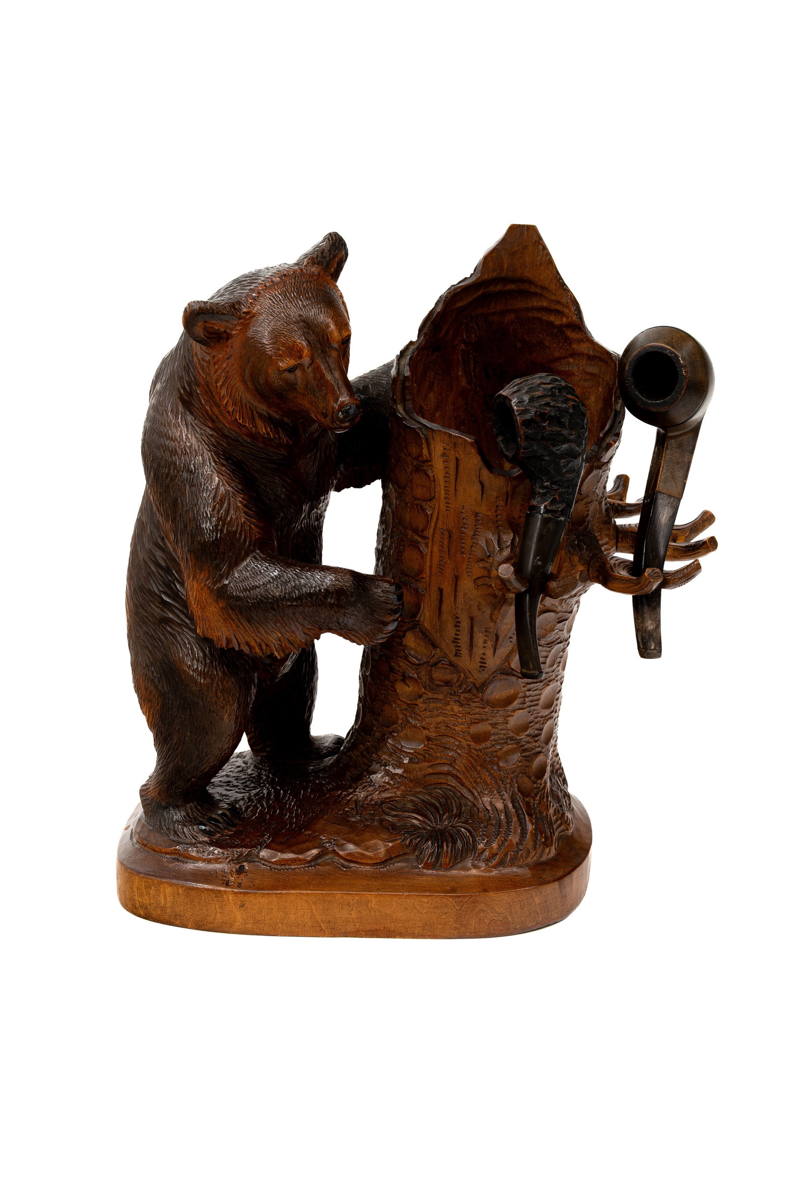 An antique figural German Black Forest carved wooden smoker's companion (1 of 9)