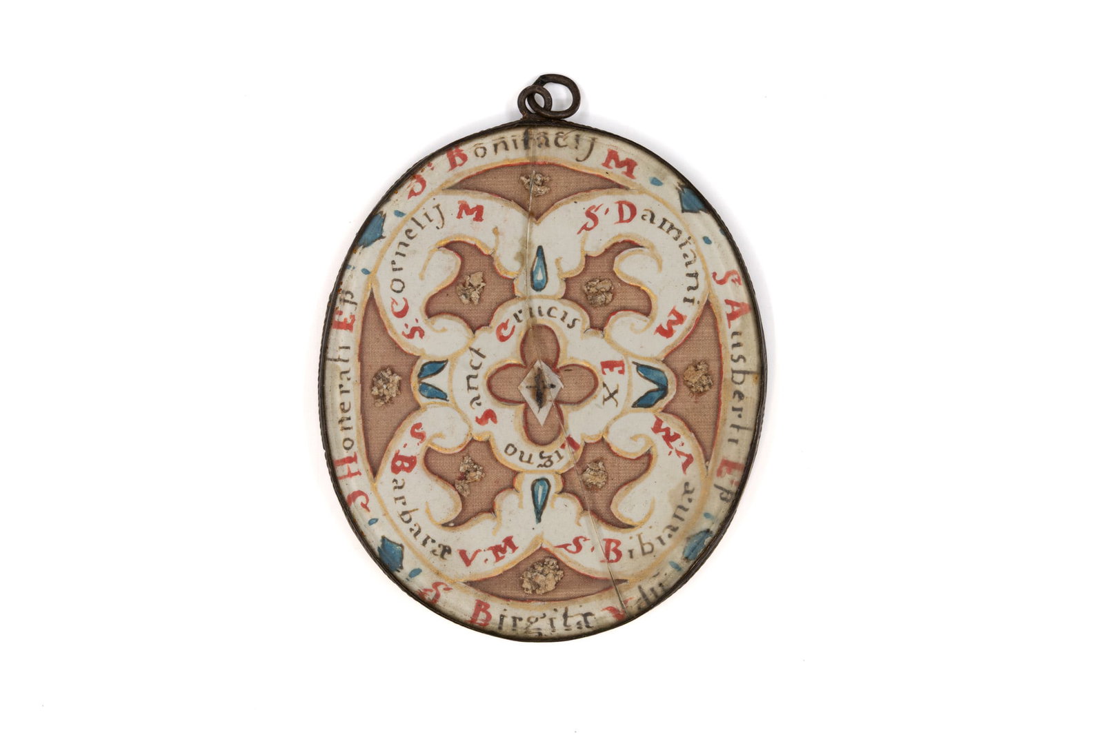A richly decorated double-sided multitheca containing a Passion relic and relics from various Saints (1 of 2)