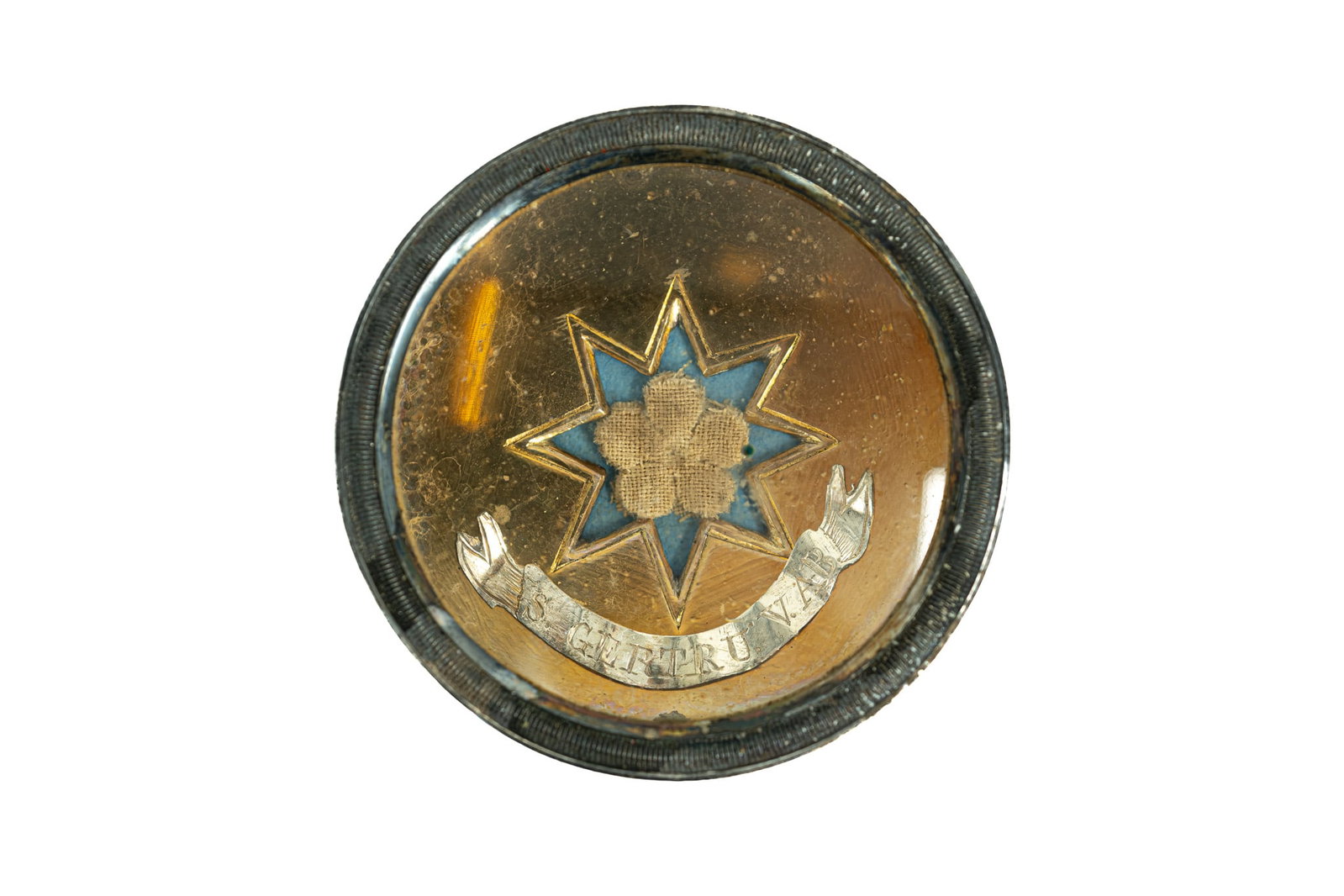 A sealed theca containing a relic of Saint Gertrude: A sealed theca containing a relic of Saint Gertrude, Virgin and Abbess, together with a presumably associated Engelbertus Certificate of Authenticity. "S. Gertru. V. AB" 1848 W: 4,5 cm The theca and a
