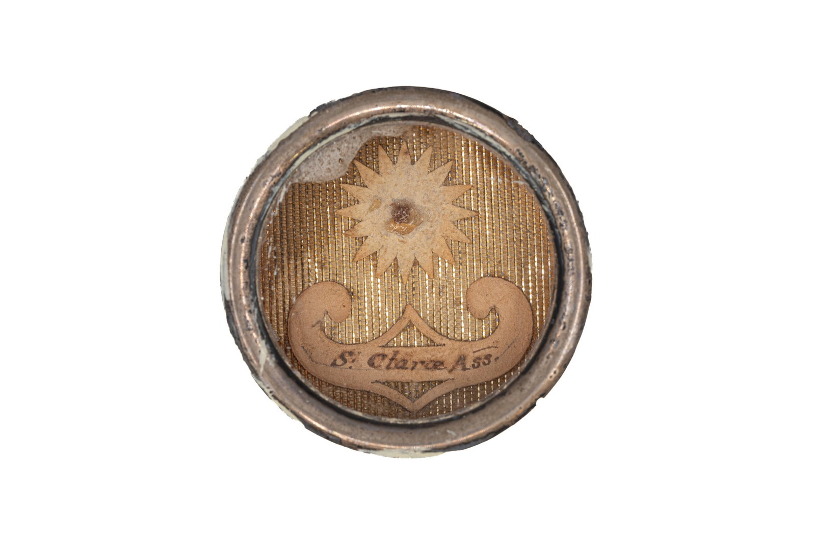 A sealed theca containing a relic of Saint Clare of Assisi, with a Certificate of Authenticity (1 of 3)