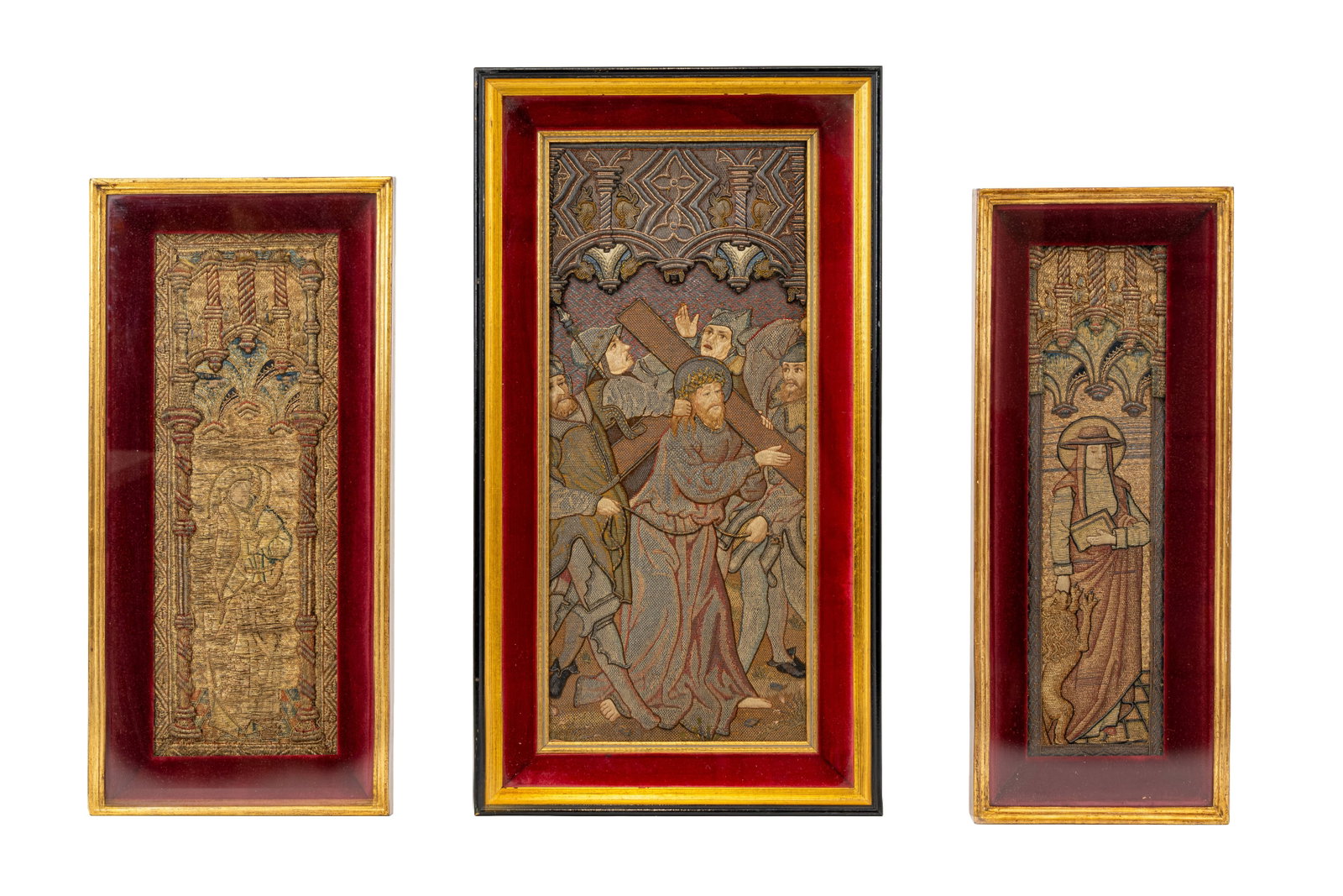 Henri VAN SEVEREN (1849-1923) Attributed to. A composed lot of three finely decorated embroidery (1 of 6)