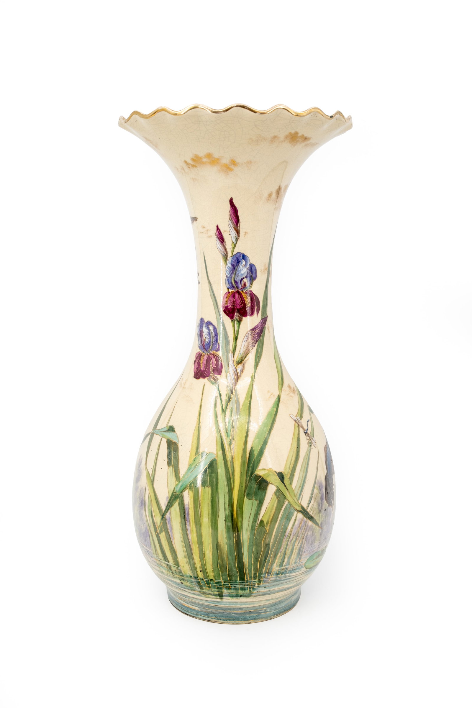 A decorated Art Nouveau ceramic collar vase (1 of 11)