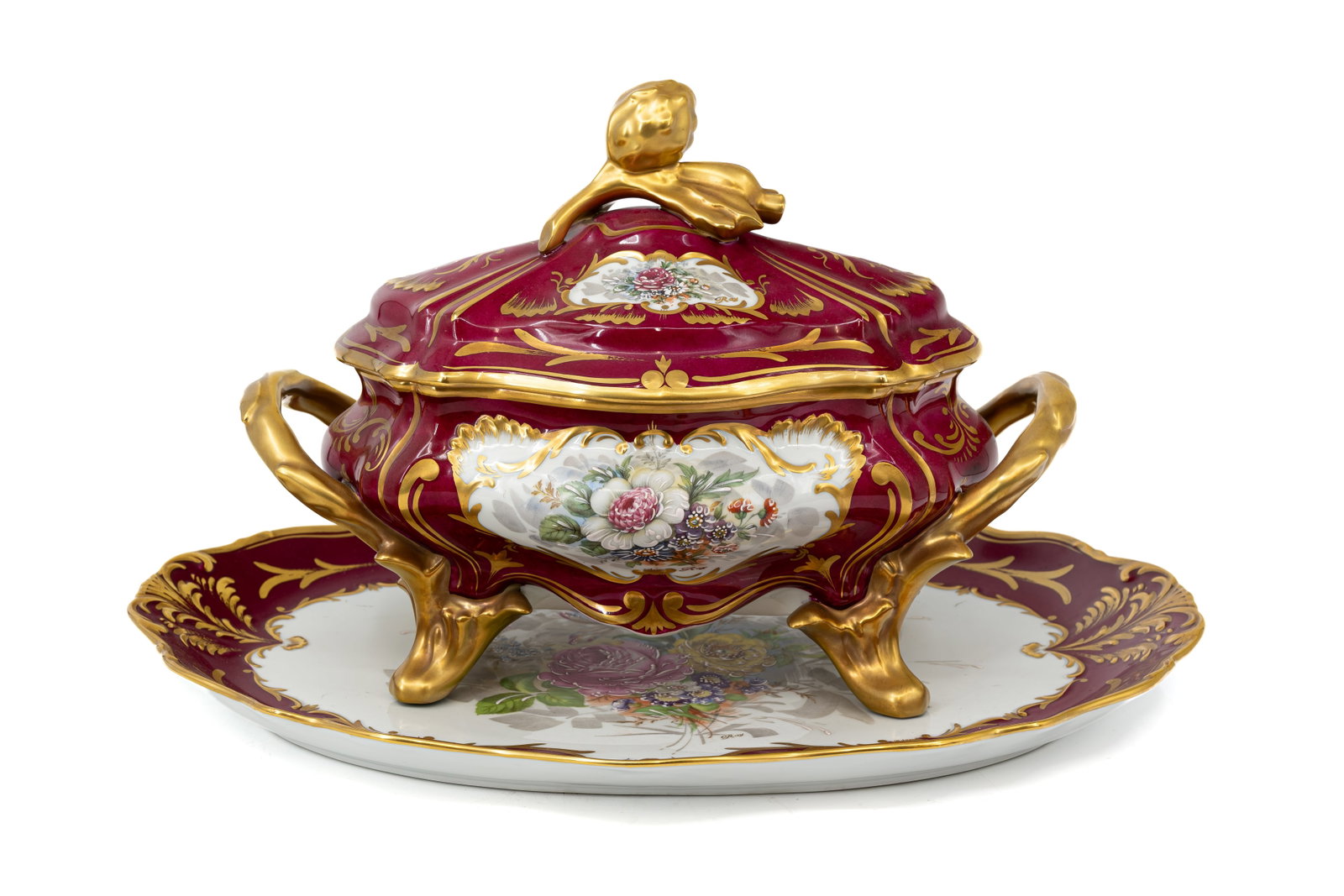 A large French Limoges porcelain covered tureen with matching underplate (1 of 14)