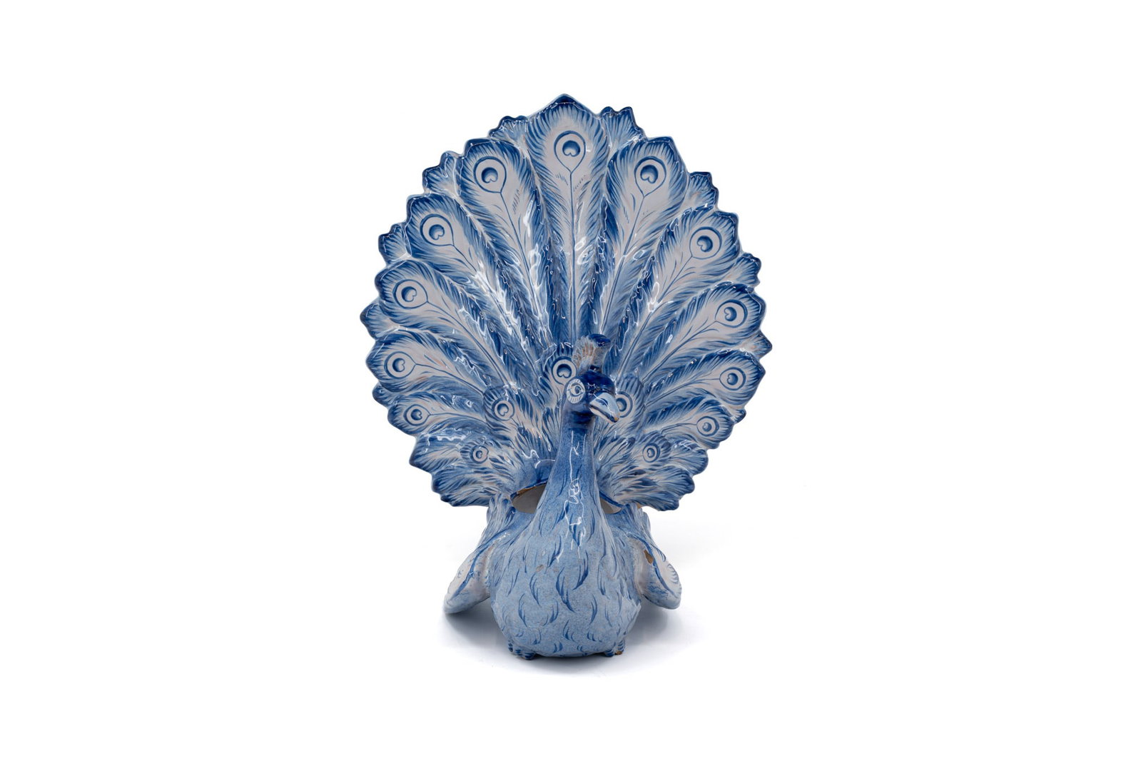 A French Saint-Clément majolic blue and white glazed ceramic wall planter (1 of 13)