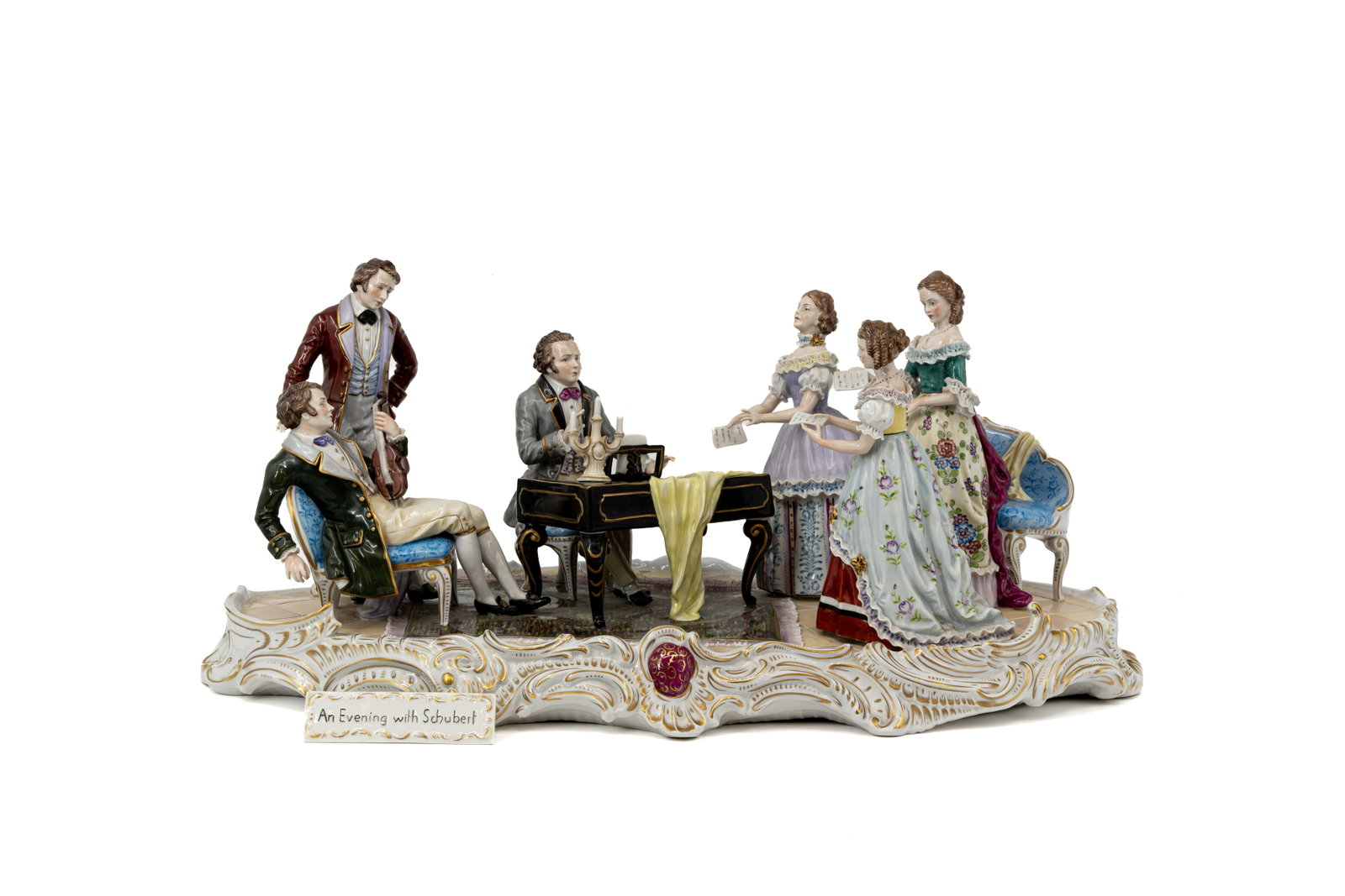 A large Thuringia Sitzendorf rococo style figural porcelain group (1 of 12)