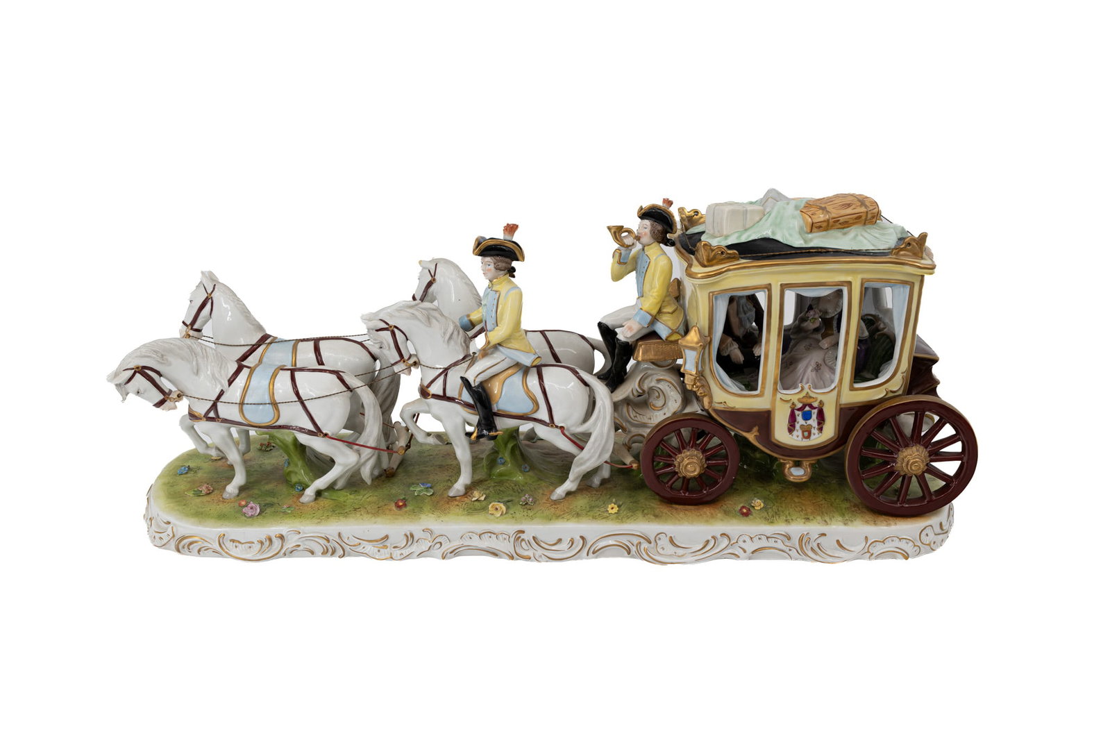 A large German Scheibe Alsbach rococo style decorated porcelain carriage group (1 of 11)