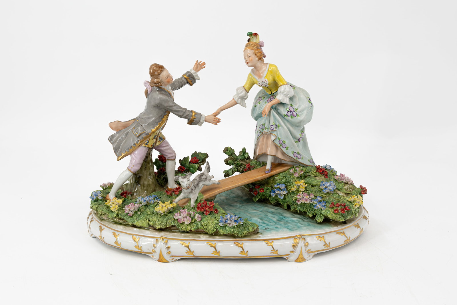 A Thuringia Sitzendorf saxony rococo style figural porcelain group (1 of 9)