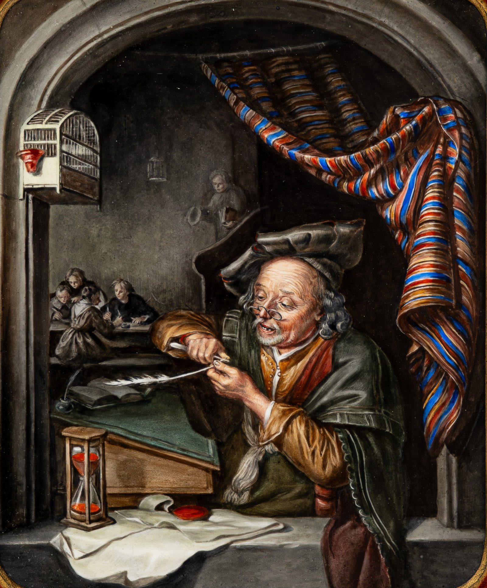 A German 20th century hand painted decorated porcelain plaque marked by C. Schubert (1 of 7)