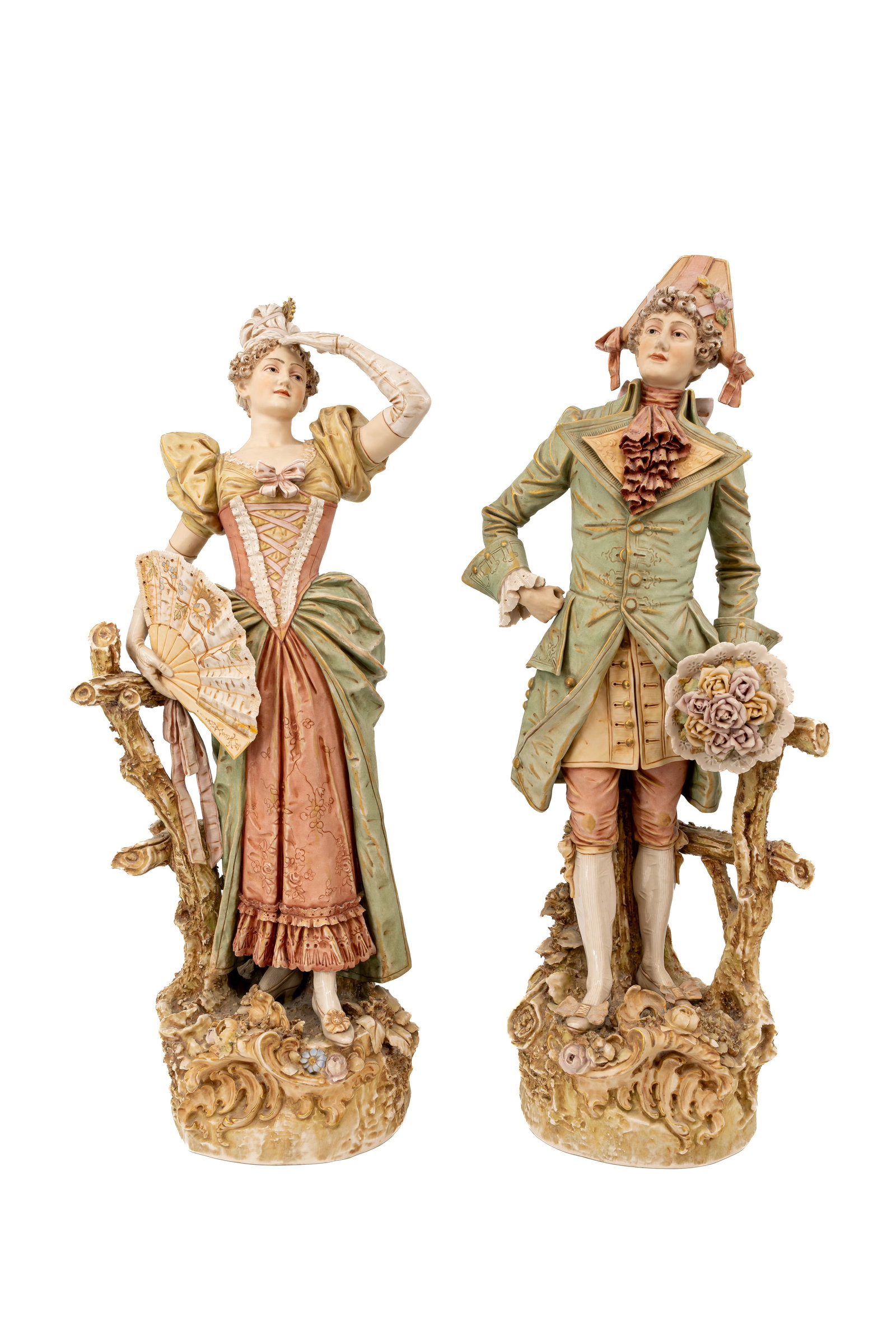 A large antique pair of Bohemian Royal Dux porcelain figures (1 of 13)