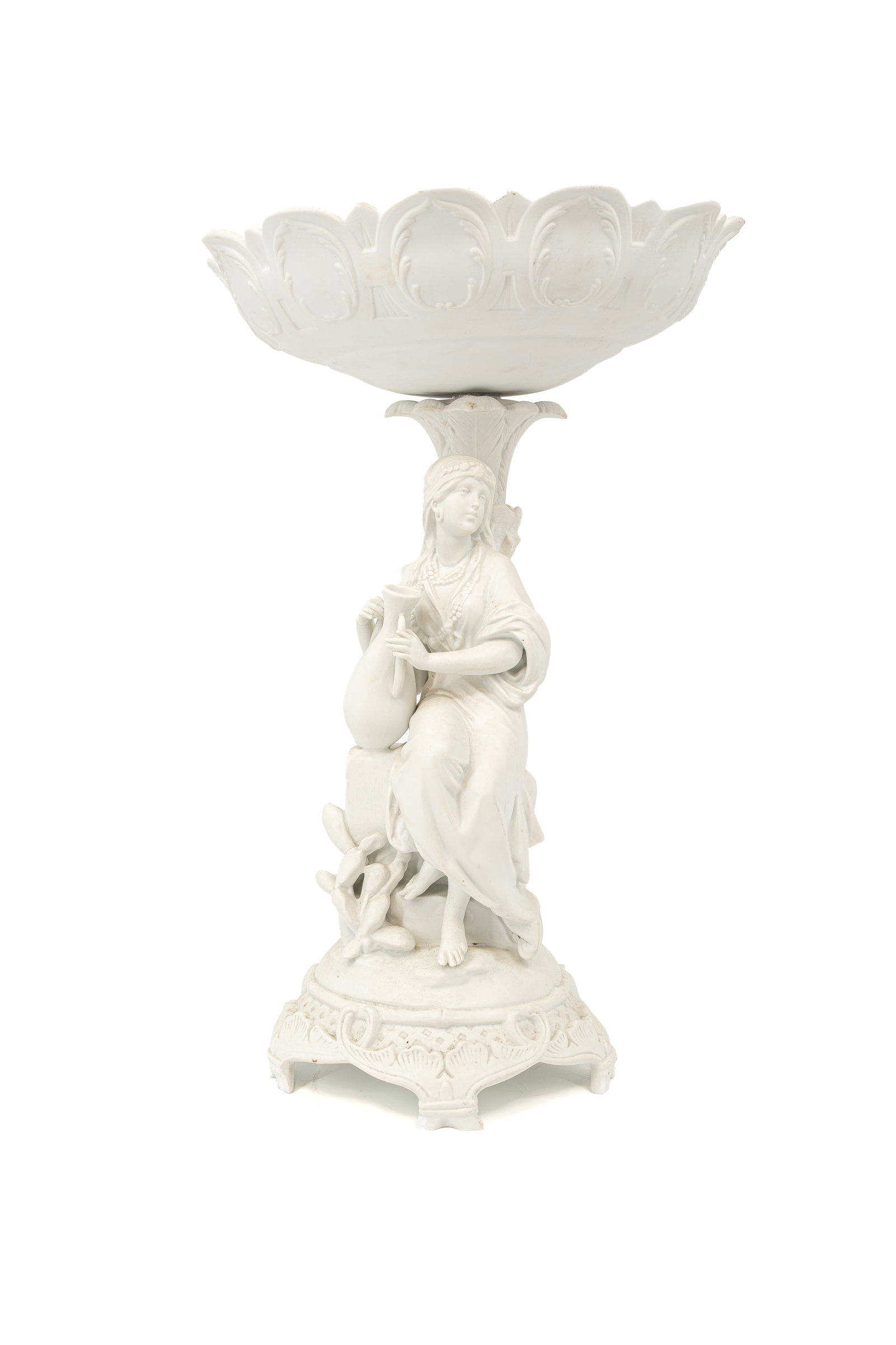 A German PMP Plaue biscuit figural centerpiece representing an oriëntally dressed lady (1 of 12)