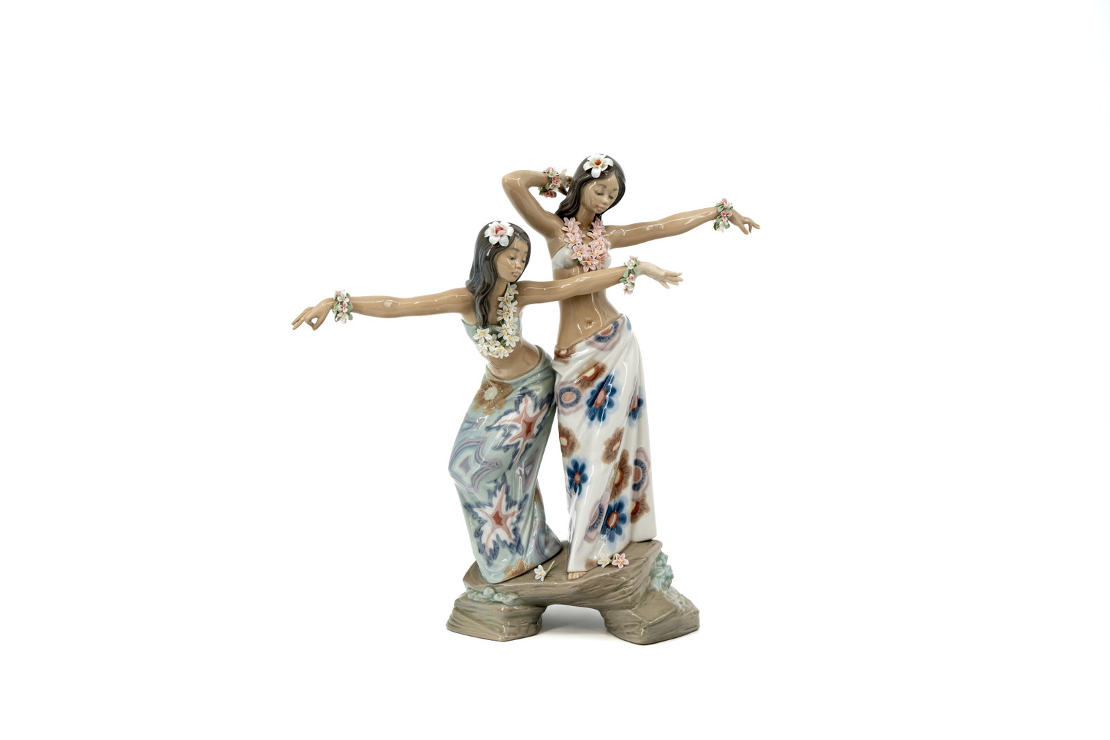A Spanish Lladro porcelain figurine representing Tahitian dancers (1 of 9)