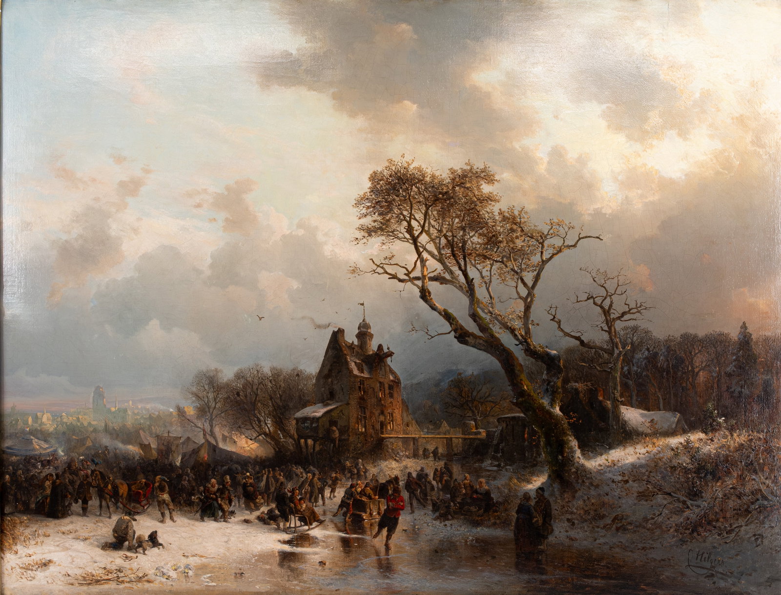 Carl HILGERS (1818-1890) A large and antique oil on canvas painting (1 of 10)