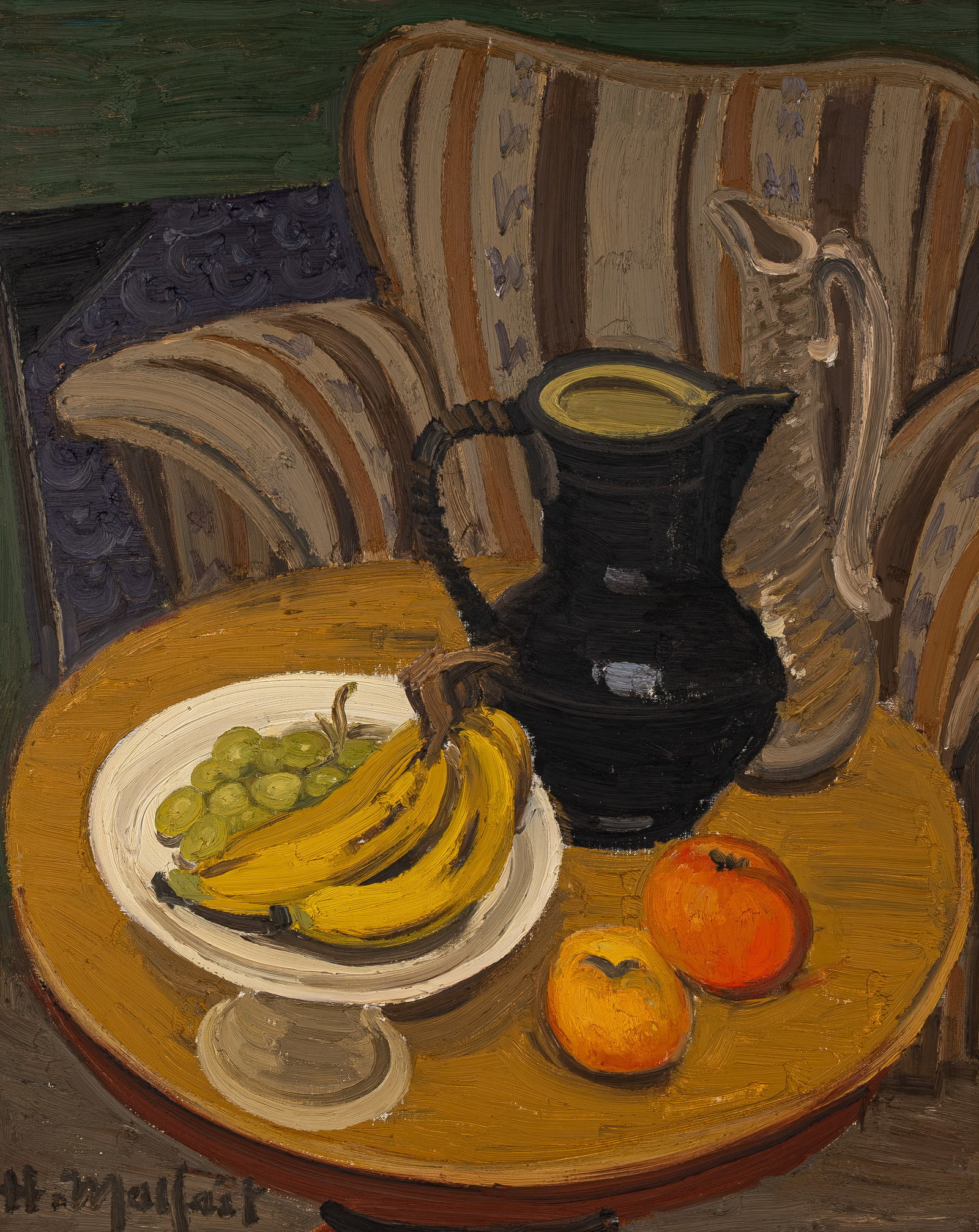 Hubert MALFAIT (1898-1971)1955. A large oil on canvas painting depicting a still life interior scene (1 of 6)