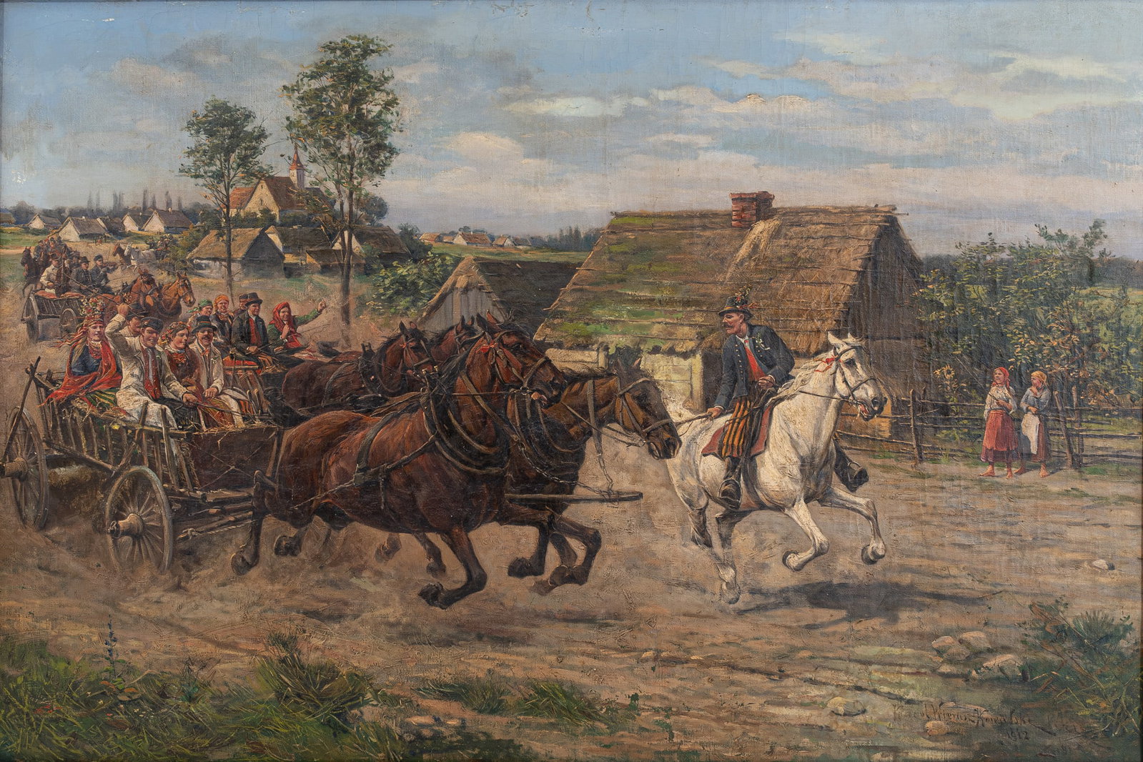 Karol KOWALSKI-WIERUSZ (1869-1953) A large and antique Polish oil on canvas painting (1 of 20)