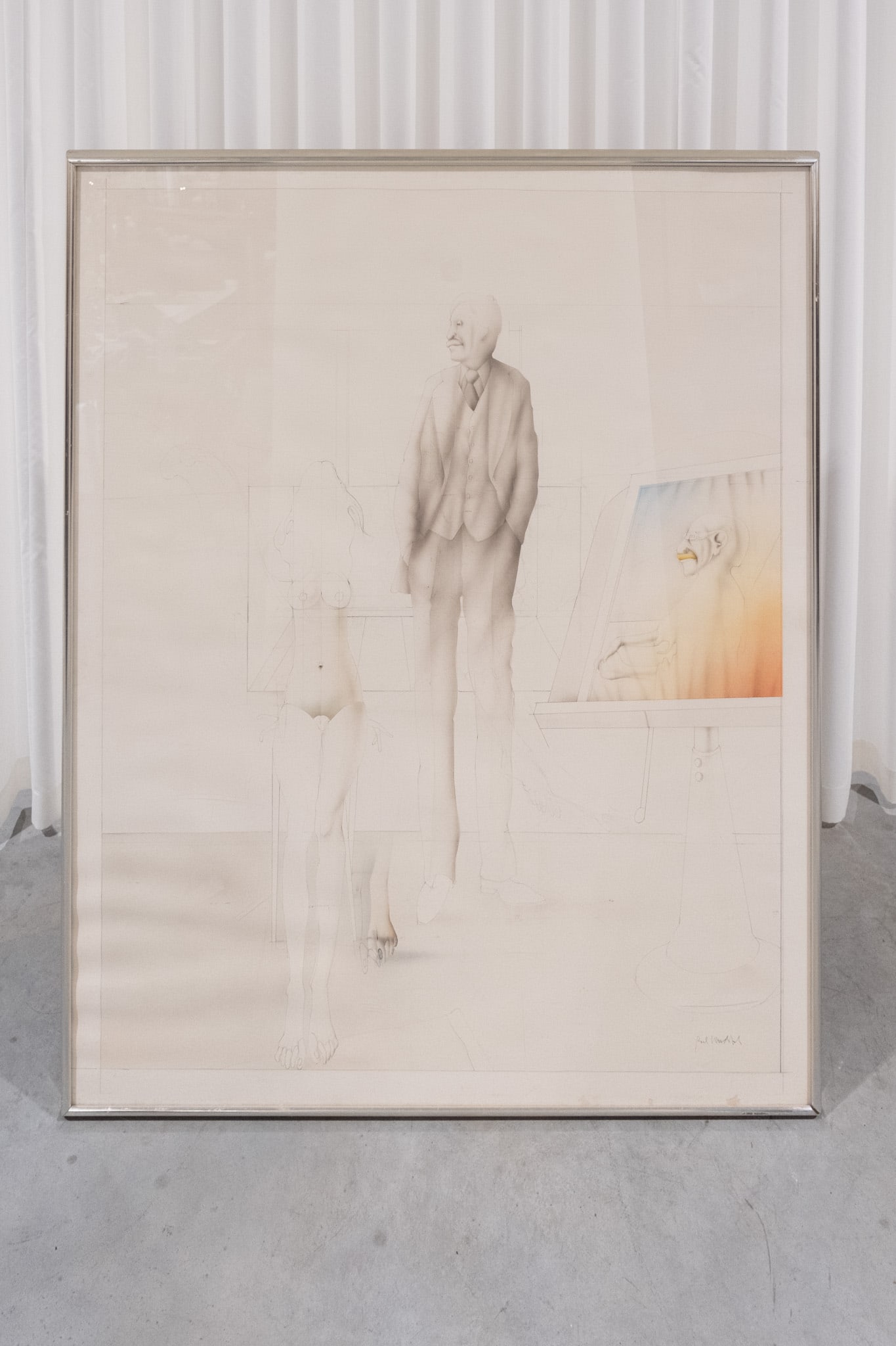 Pol MARA (1920-1998) A large Belgian water color and pencil drawing on paper (1 of 4)
