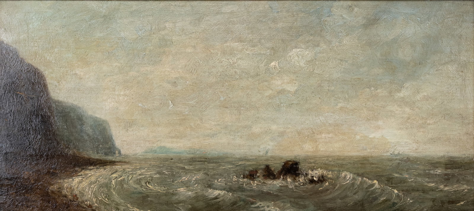 Louis ARTAN (1837-1890) "Vue de plage". A large oil on panel painting (1 of 9)