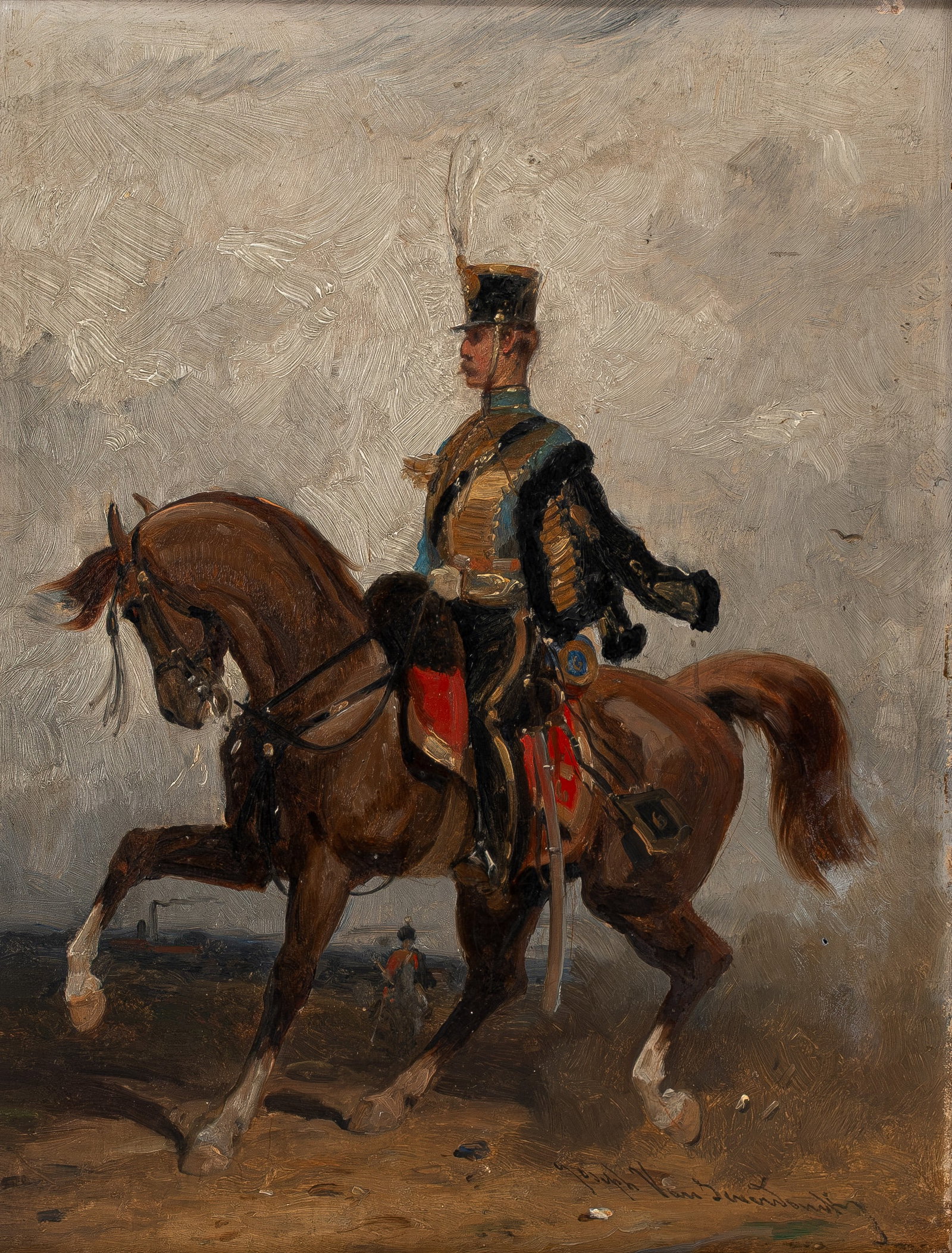 Joseph VAN SEVERDONCK (1819-1905) An oil on canvas painting depicting of a cavalier (1 of 5)