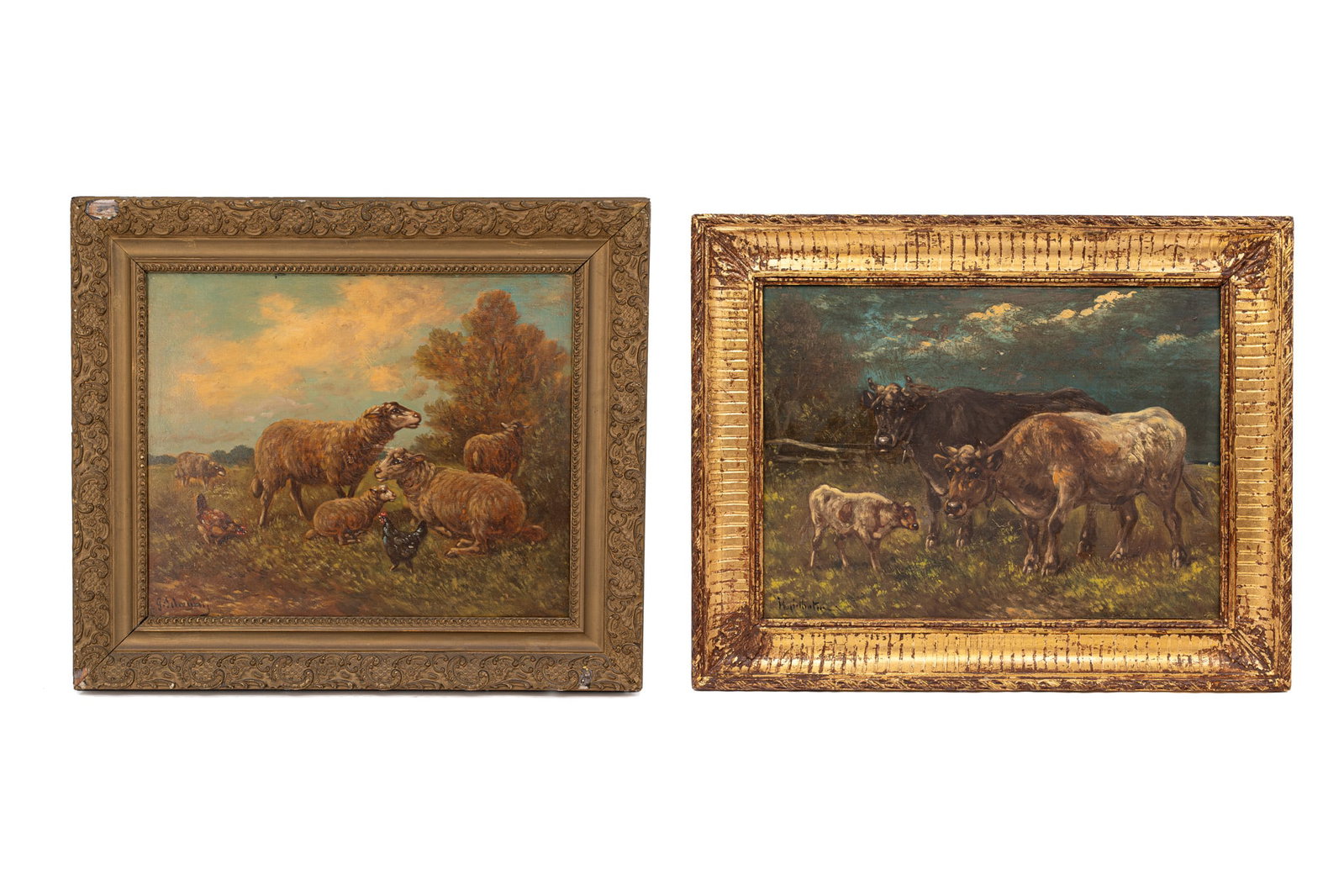 Paul SCHOUTEN (1860-1922) A lot of two Belgian oil on board animalier paintings (1 of 12)