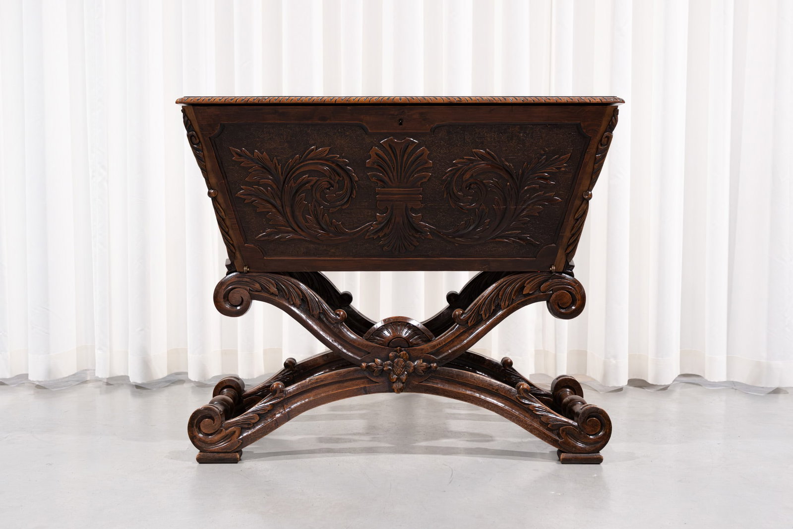 A Renaissance style carved walnut cutlery cabinet with drawers (1 of 9)