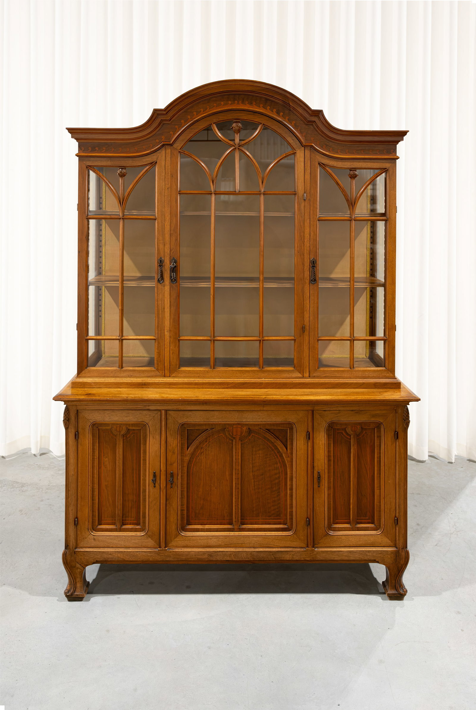 An art nouveau decorated carved wooden display cabinet (1 of 5)