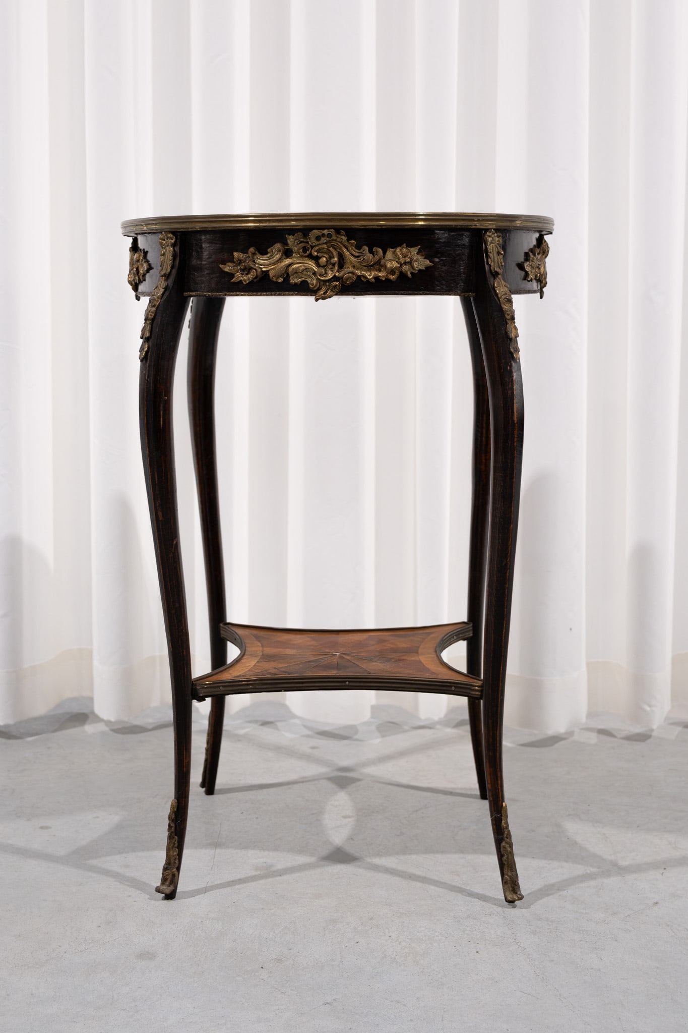 A French Louis XV style gueridon table with fruitwood marquetry inlay (1 of 5)