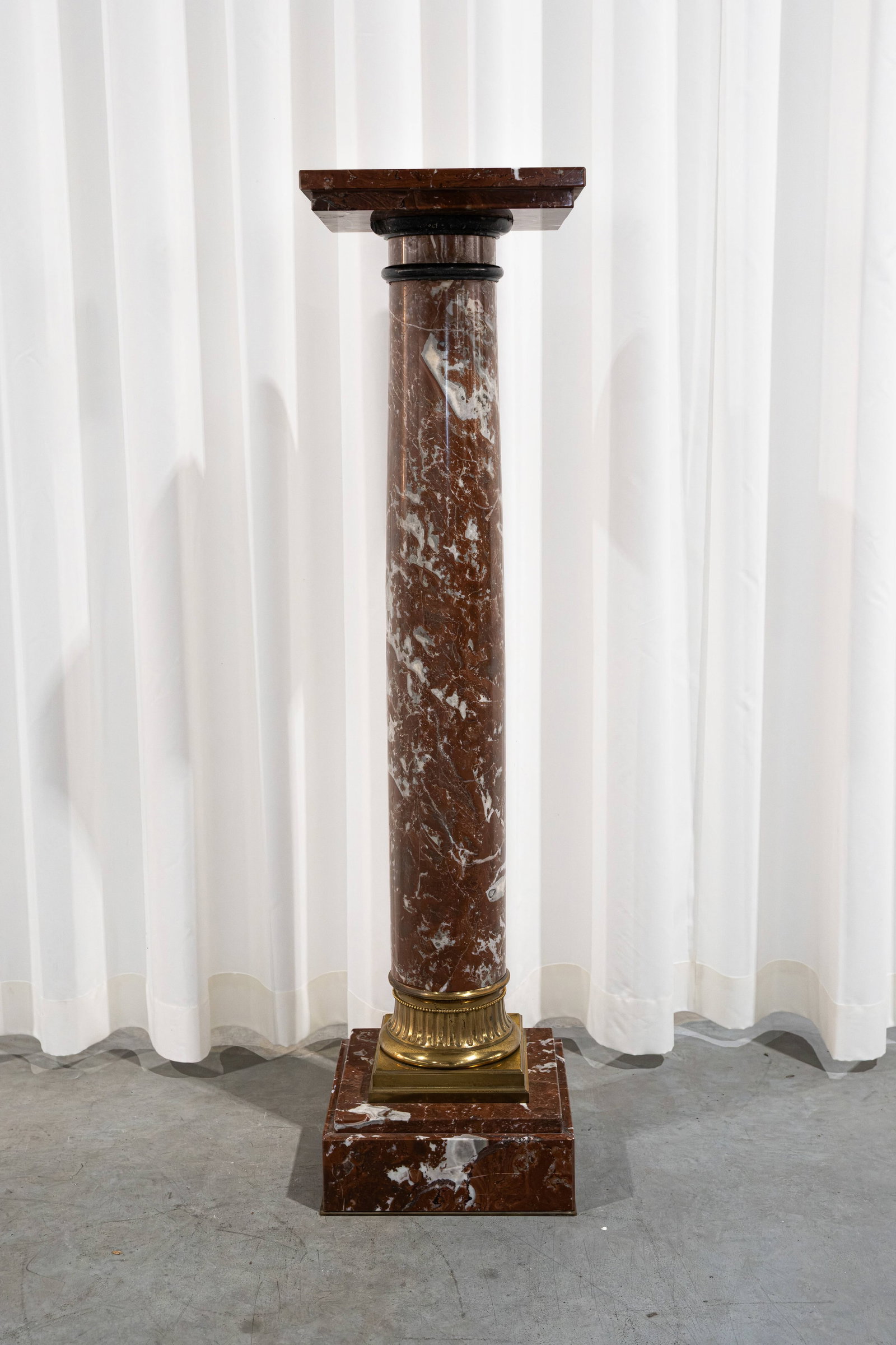 An antique brass mounted red marble pedestal (1 of 6)