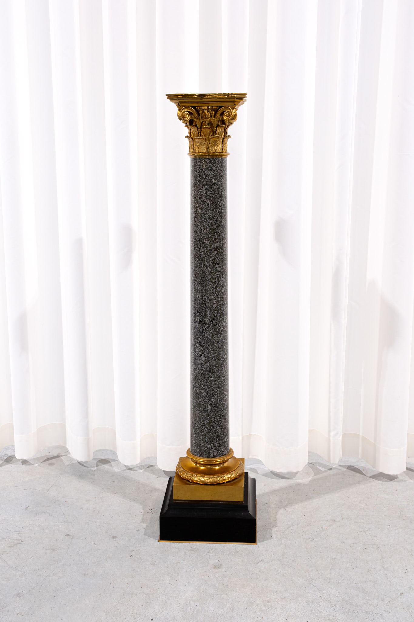 An antique Louis XVI style gilt bronze mounted marble column pedestal (1 of 5)