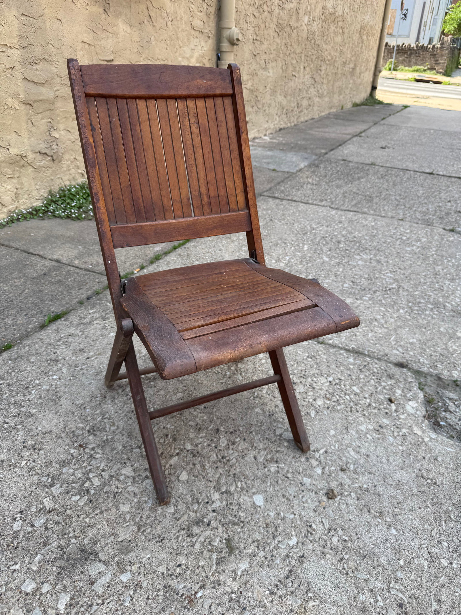 Vintage Mid-Century Slatted Wood Folding Chair (1 of 5)