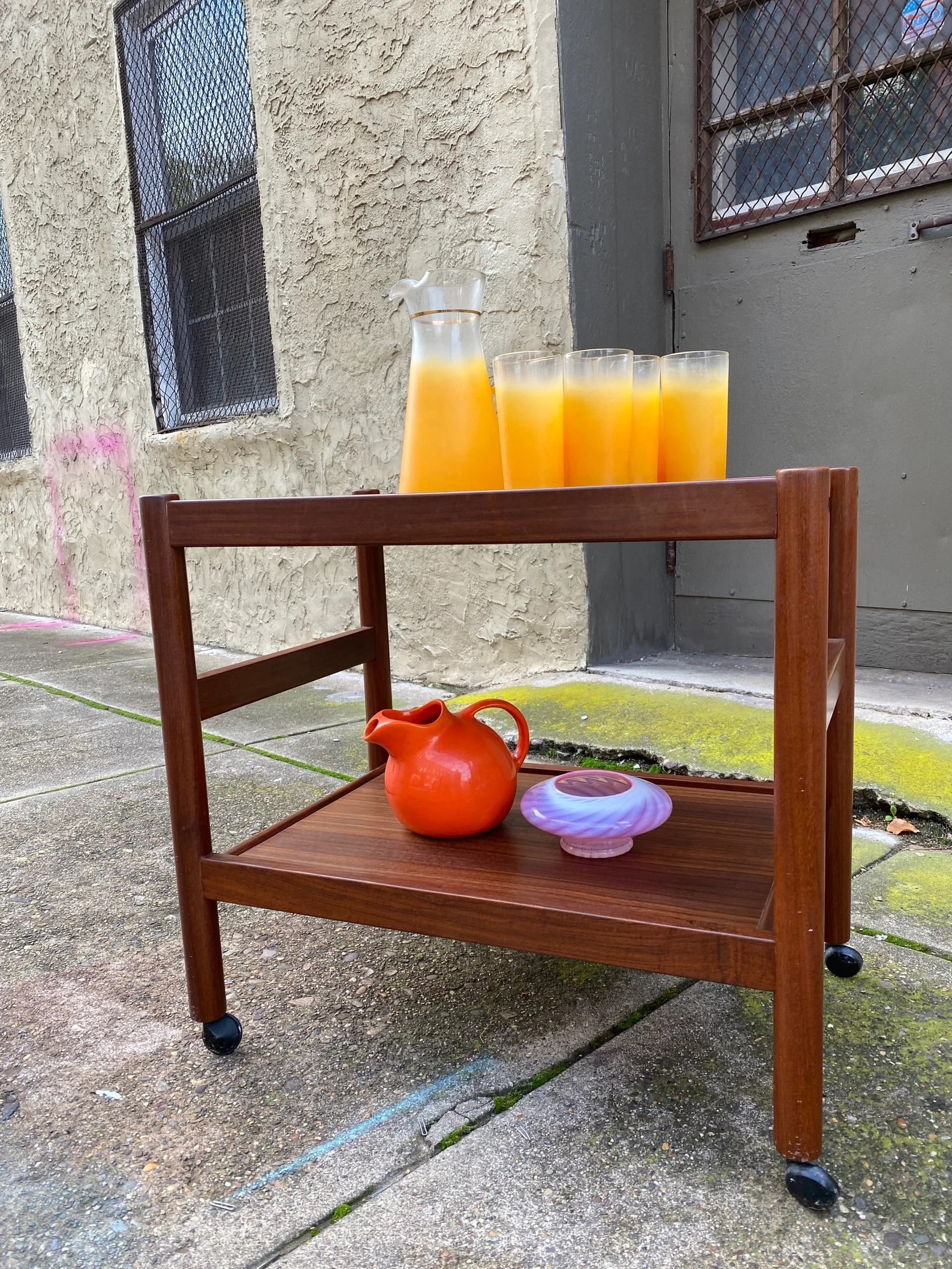 Mid Century Modern Teak Bar Cart, Two-Tier Danish Style (1 of 7)