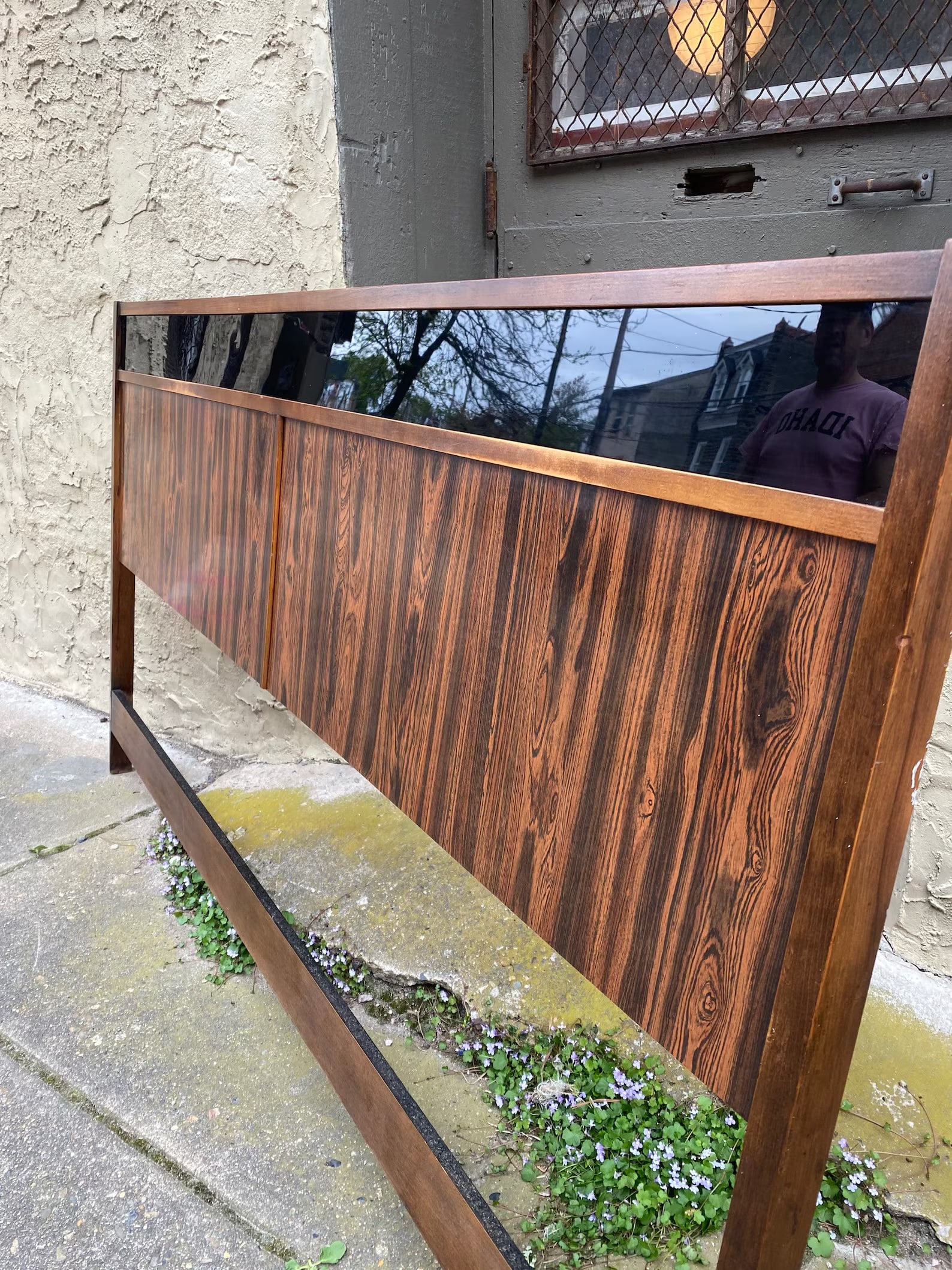 Danish Modern Rosewood Headboard with Mirrored Accent Panel (1 of 3)