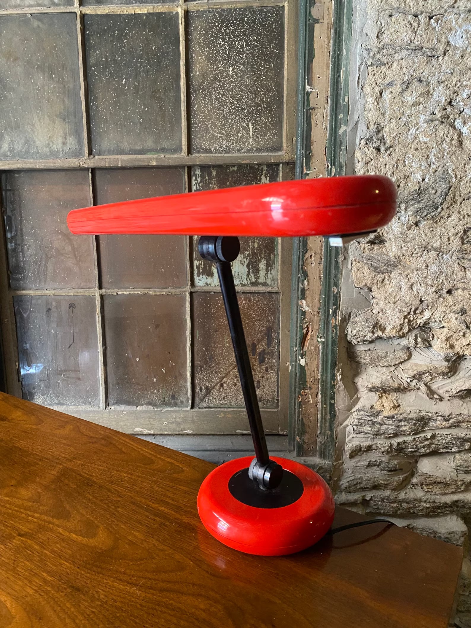 Danish Modern Desk Lamp, Red & Black, 1970s Space Age (1 of 4)