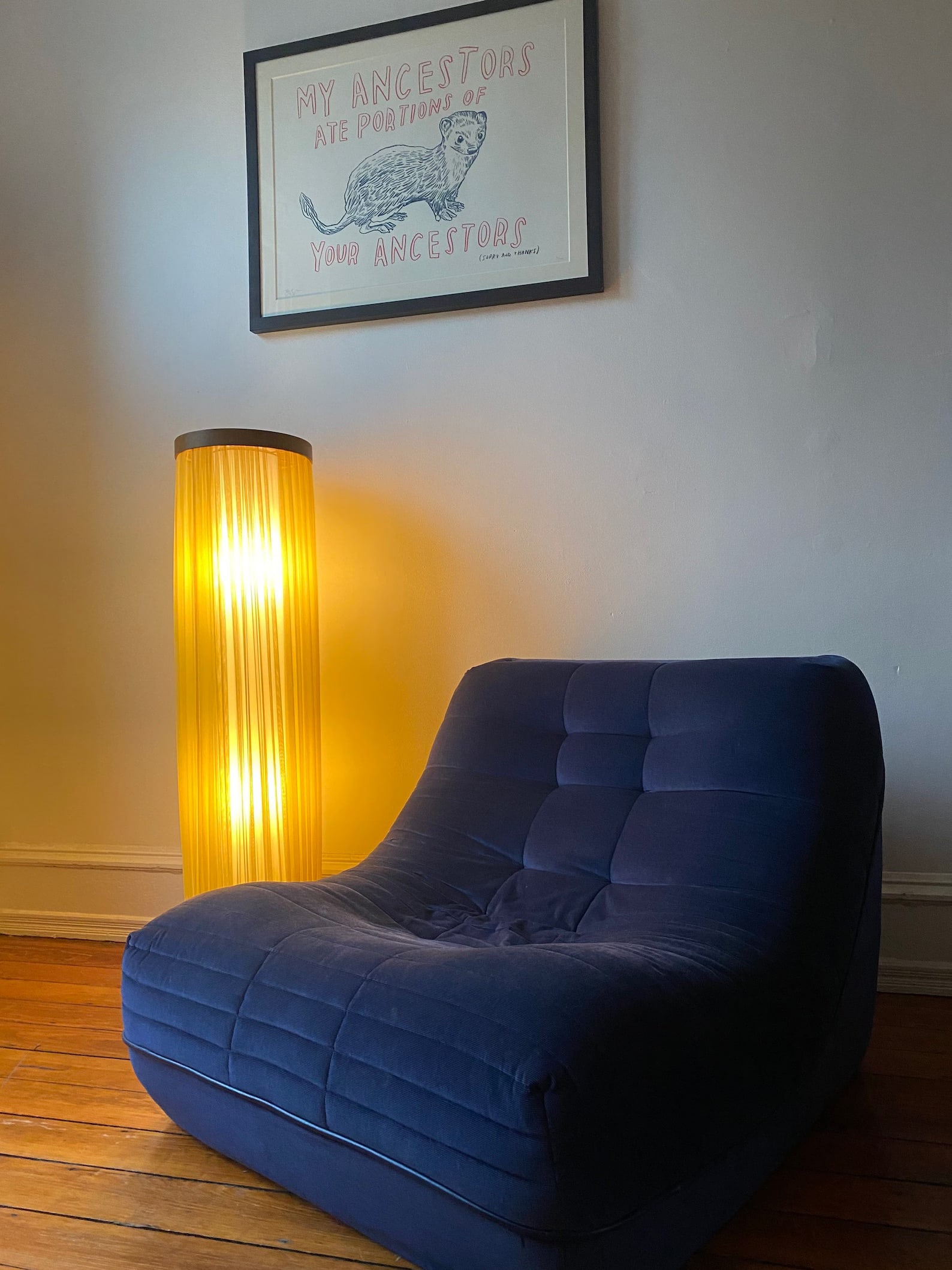 Danish Modern Teak Floor Lamp with Yellow Ribbon Shade (1 of 6)