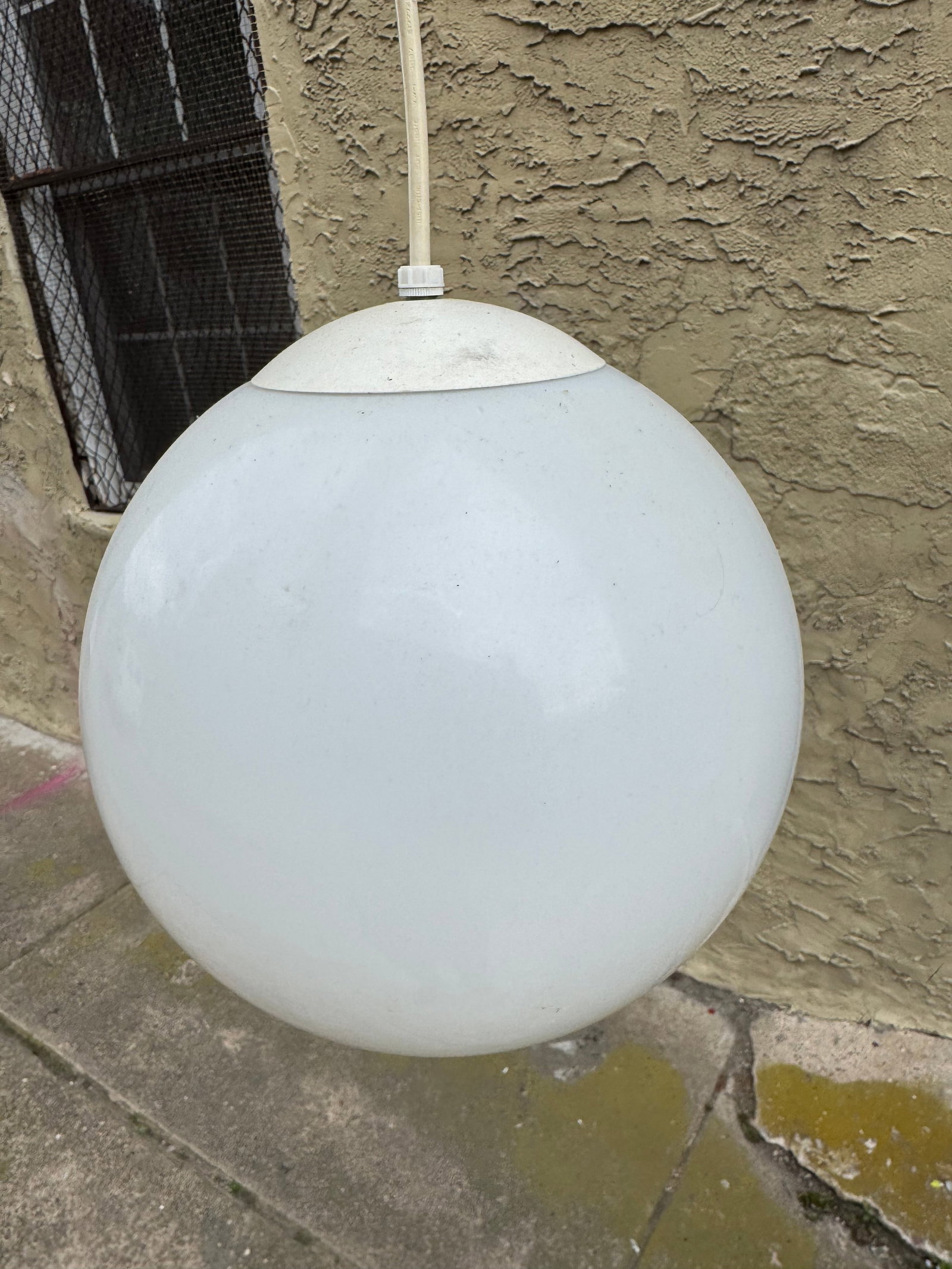Vintage Mid-Century Modern White Opal Glass Globe Pendant Light (1 of 4)