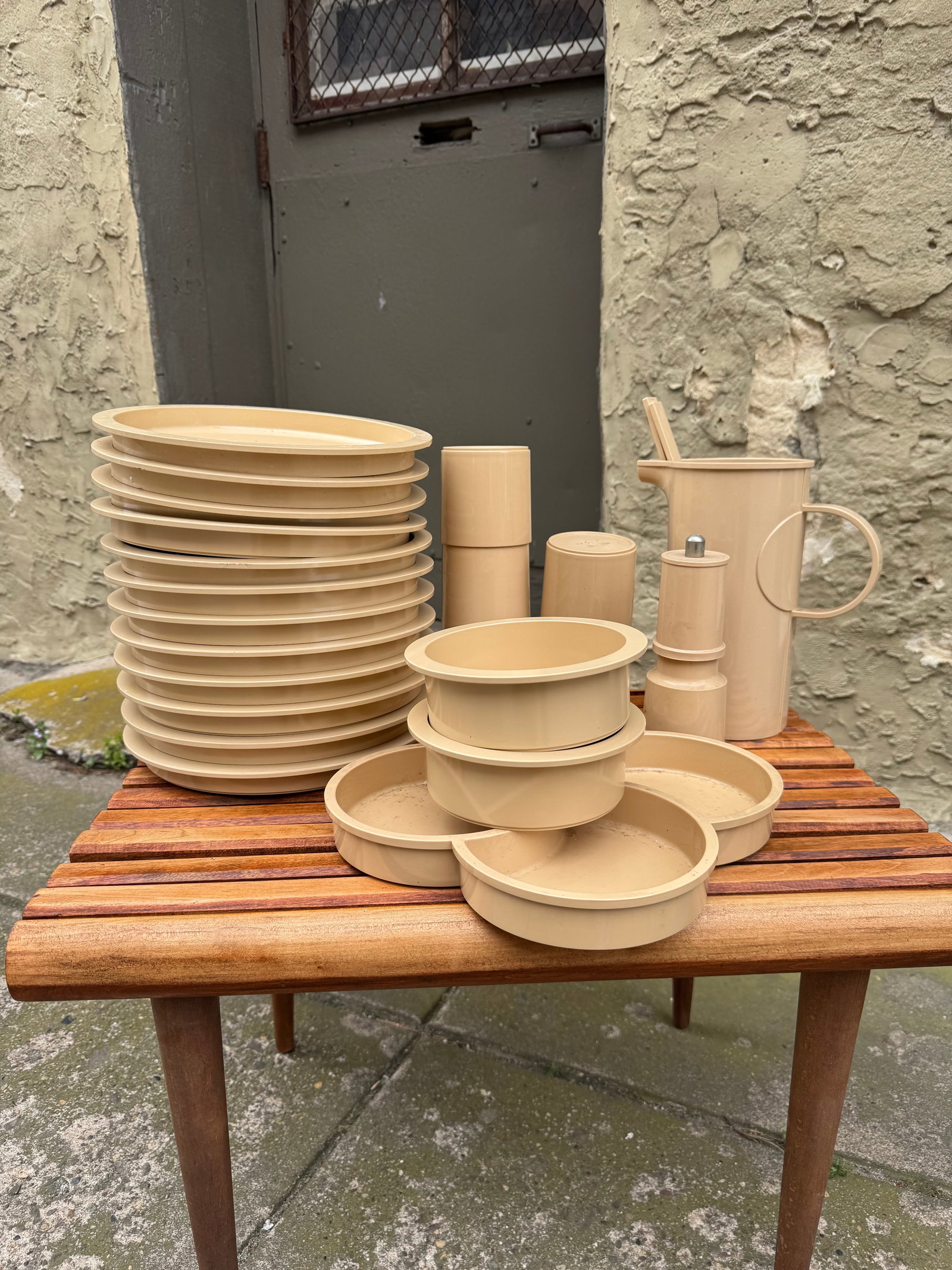 Vintage 1970s Dansk Summerhouse Melamine Dinnerware Set, Beige Sand (20+ Pieces) (1 of 7)