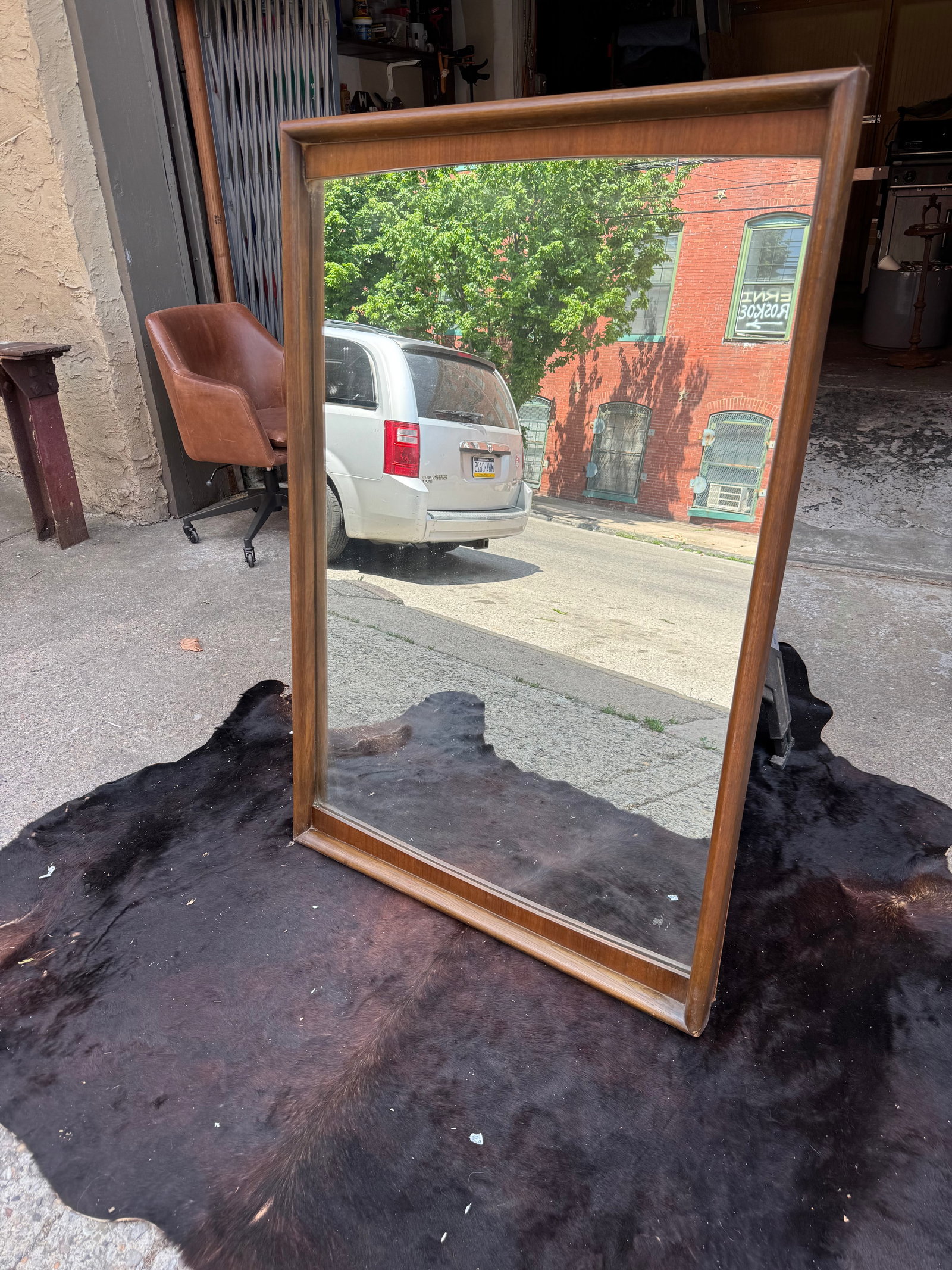 Mid-Century Modern Walnut Wall Mirror (1 of 2)