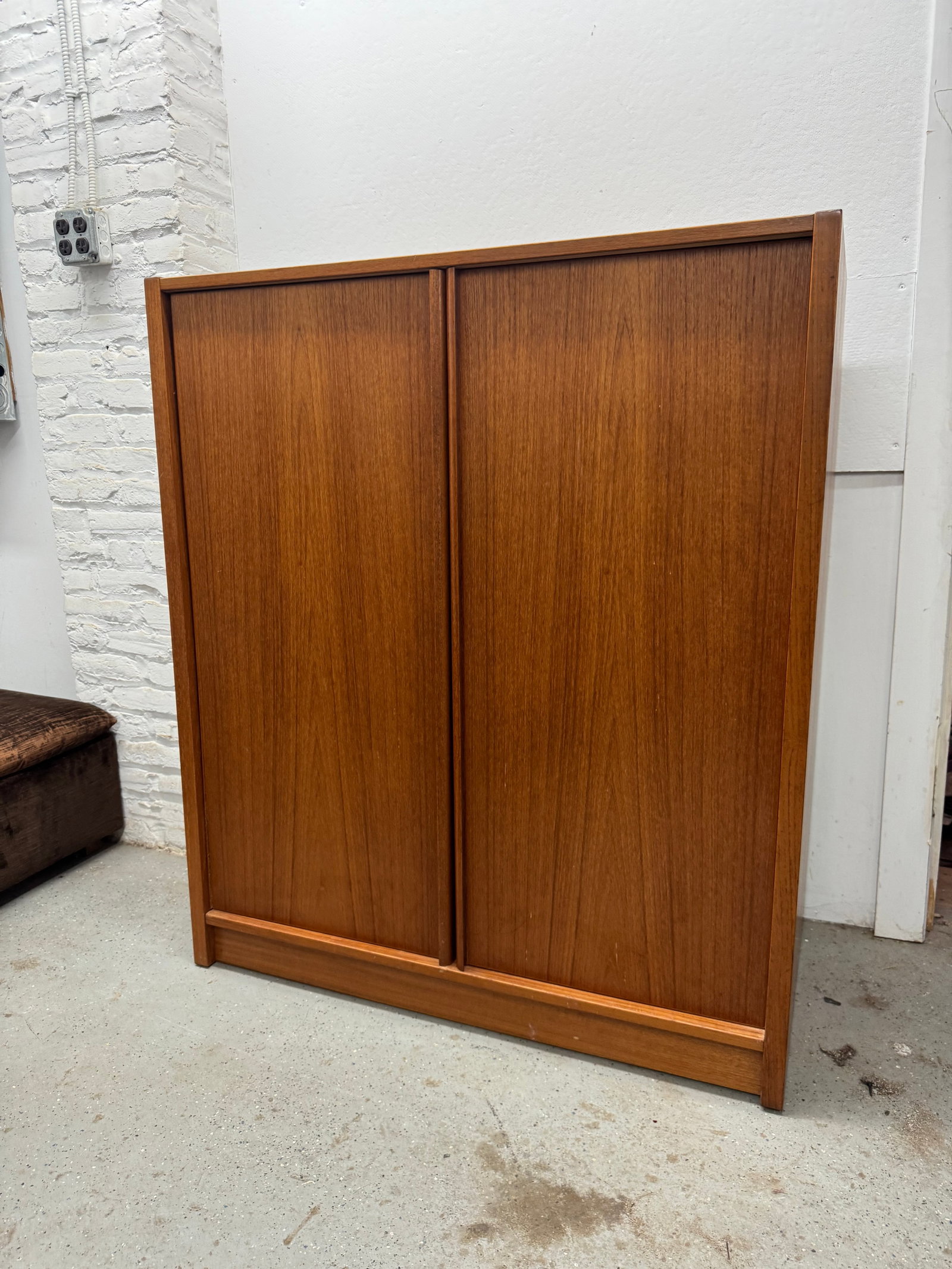 Mid-Century Danish Modern Teak Sliding Door Armoire / Cabinet (1 of 10)