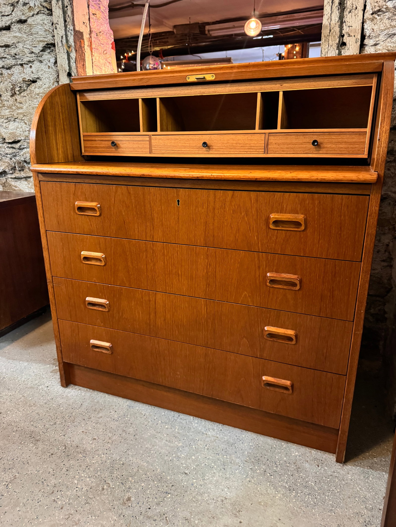 Mid-Century Danish Modern Teak Roll-Top Secretary Desk (1 of 8)