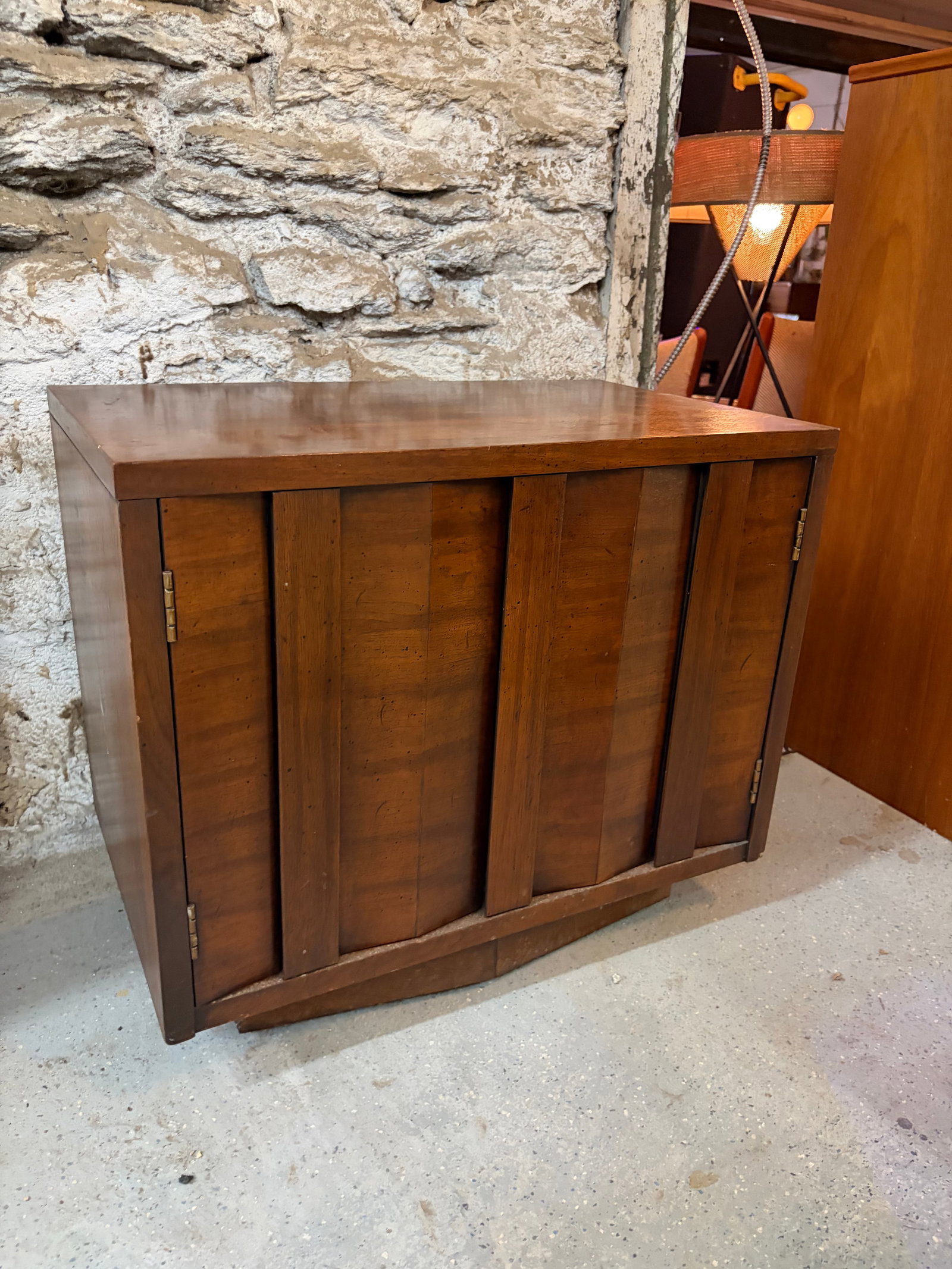 Mid-Century Modern Walnut Chevron Nightstand (1 of 4)