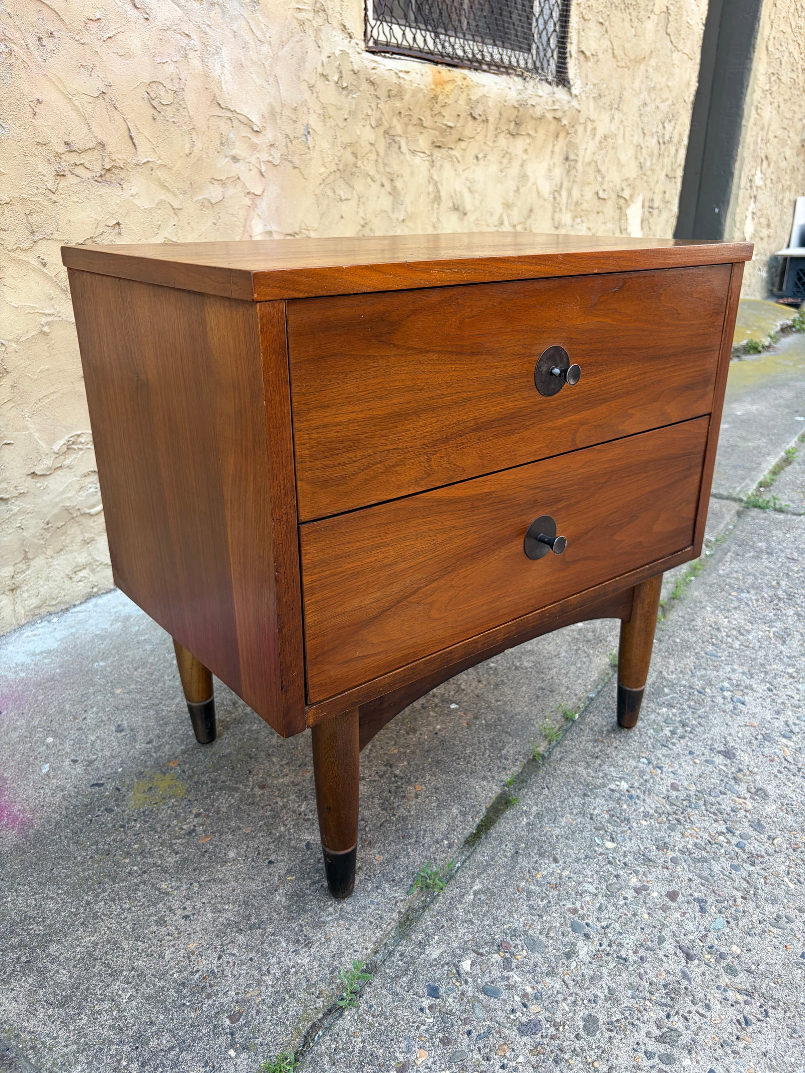 Mid-Century Modern Walnut Two-Drawer Nightstand (1 of 5)