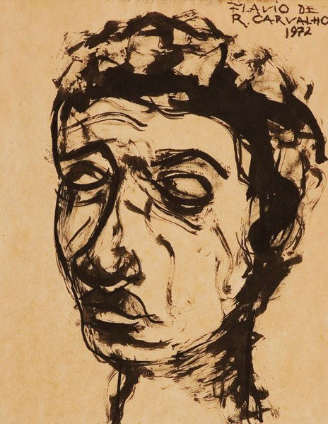 FLAVIO DE CARVALHO - ROSTO (FACE) - BRAZIL: ARTIST - FLAVIO DE CARVALHO TITLE - ROSTO (FACE) MEDIUM - Ink on paper SIZE (Metric) - 27 x 21 cm SIZE (IMPERIAL) - 10,63 x 8,27 in SIGNATURE - signed DATE OF CREATION - 1972 EXTRA - ARTISTA - FLAVIO