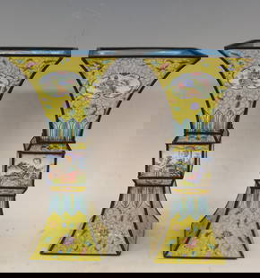 A Pair of Chinese Qing Dynasty Enamel Glazed Vases: A Pair of Chinese Qing Dynasty Enamel Glazed Vases Introduction:
Presenting a stunning pair of Chinese Enamel Glazed Vases, exquisite examples of porcelain artistry from the Qing