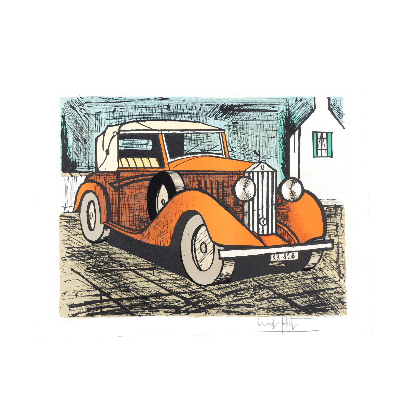 ROLLS-ROYCE 1926 ROUGE: Bernard BUFFET - signed and numbered on the marginframed1985 ed. 150 sheet size : 57.8~76.1 cm image size : 50.0~65.2 cm Sorlier No.453