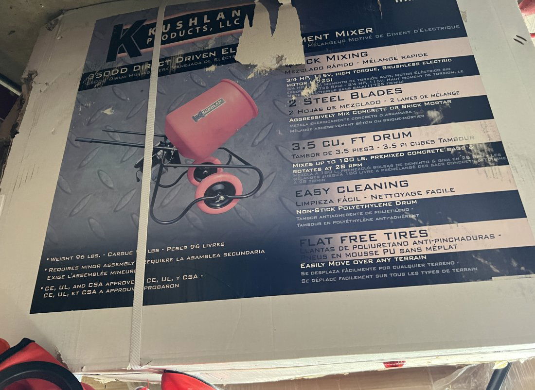 NEW KUSHLAN 3.5 CU DRUM WHEEL BARROW MIXER 3/4 HP (1 of 2)