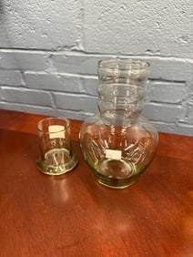 1940S DUNBAR BESIDE GLASS WATER PITCHER AND GLASS