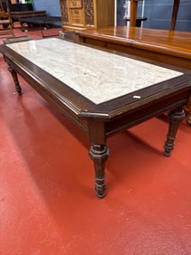VINTAGE WOOD AND MARBLE COFFEE TABLE