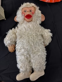 ANTIQUE PLUSH STUFFED RUBBER FACE MONKEY