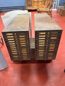 VINTAGE INDEX CABINETS FOR CLOCKING IN AND OUT OF INDUSTRIAL WAREHOUSE