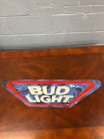 VINTAGE BUD LIGHT SPACE METAL EMBOSSED SIGN