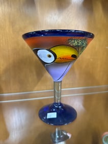 HAND PAINTED MARGARITA GLASS